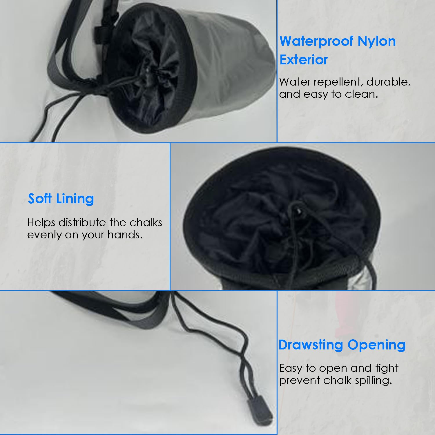 Premium Chalk Bag for Rock Climbing - Adjustable Belt, Quick-Clip & Zippered Pocket - Ideal for Bouldering, Gym Training & Outdoor Climbing Adventures
