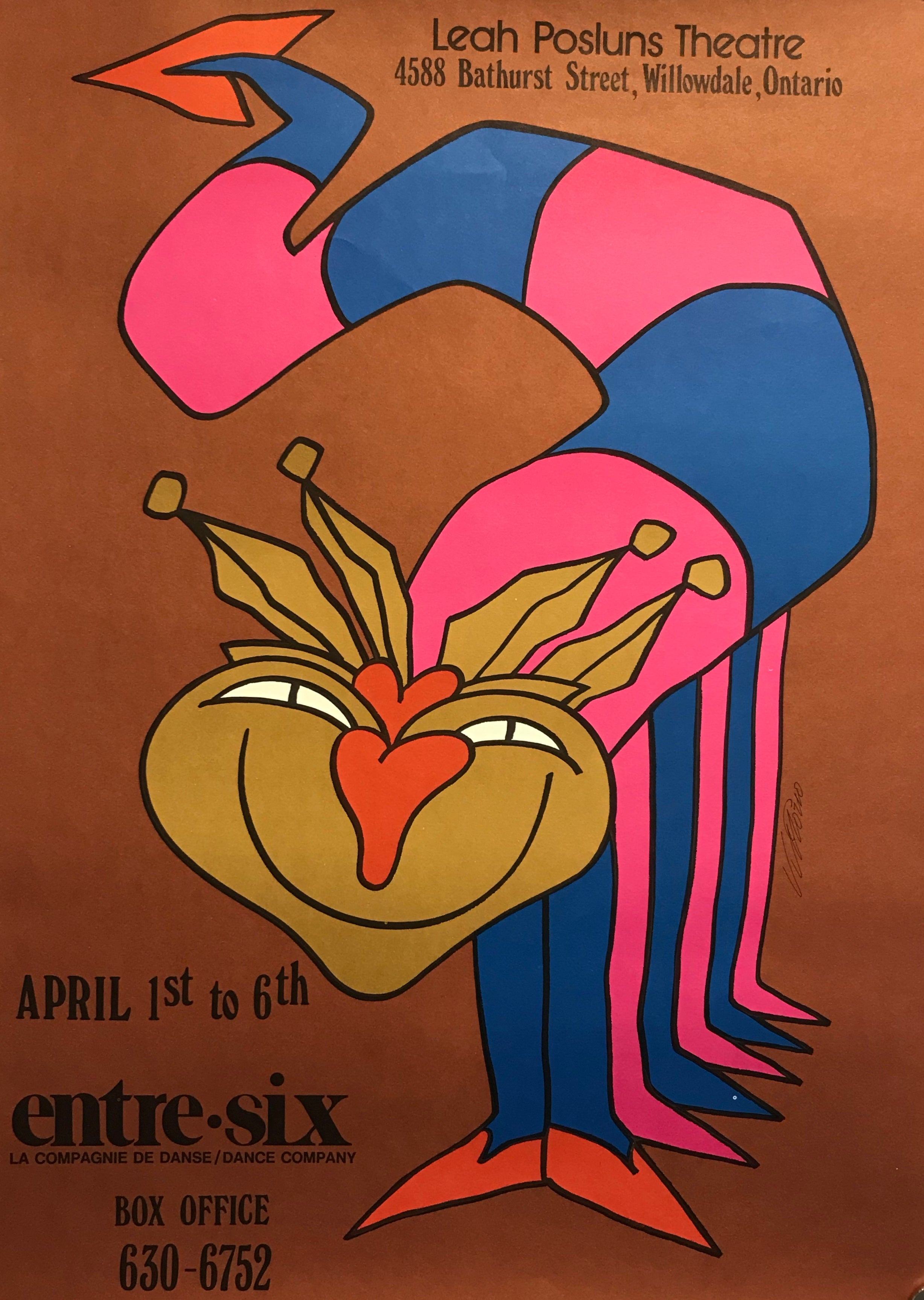 Vintage 1970s Original Vittorio Poster - Leah Posluns Theater Toronto Collectible Art Print | Perfect for Home Decor, Theater Memorabilia & Vintage Art Collections