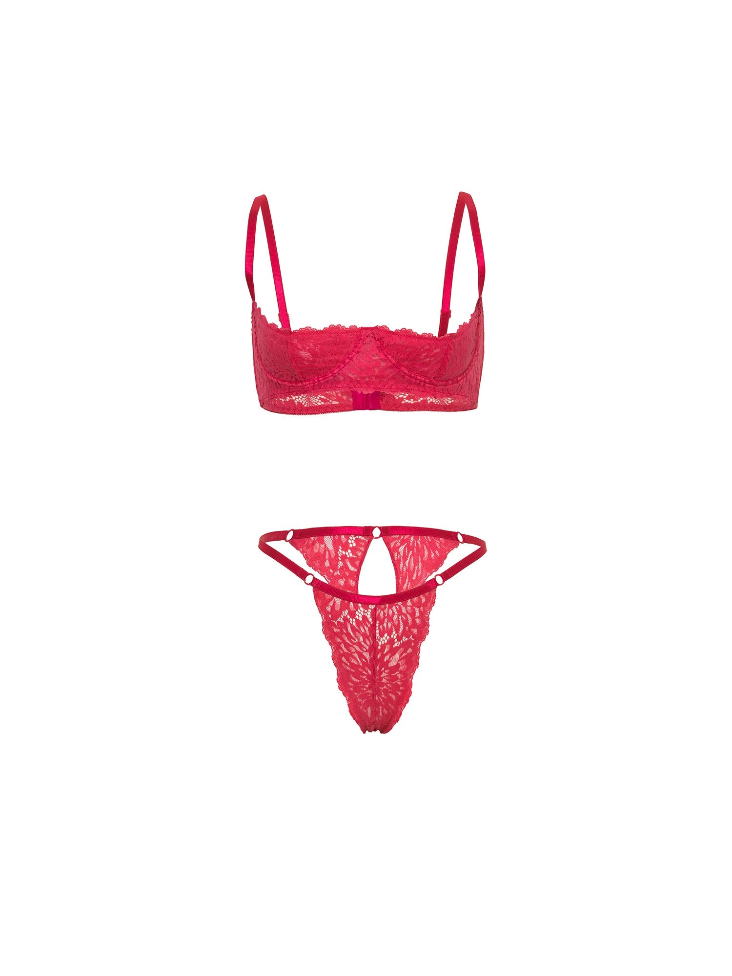Kara Open Cup Bra Set - Sexy Lace Underwear for Women, Comfortable Push Up Bralette, Perfect for Date Night, Lingerie Party & Boudoir Photography