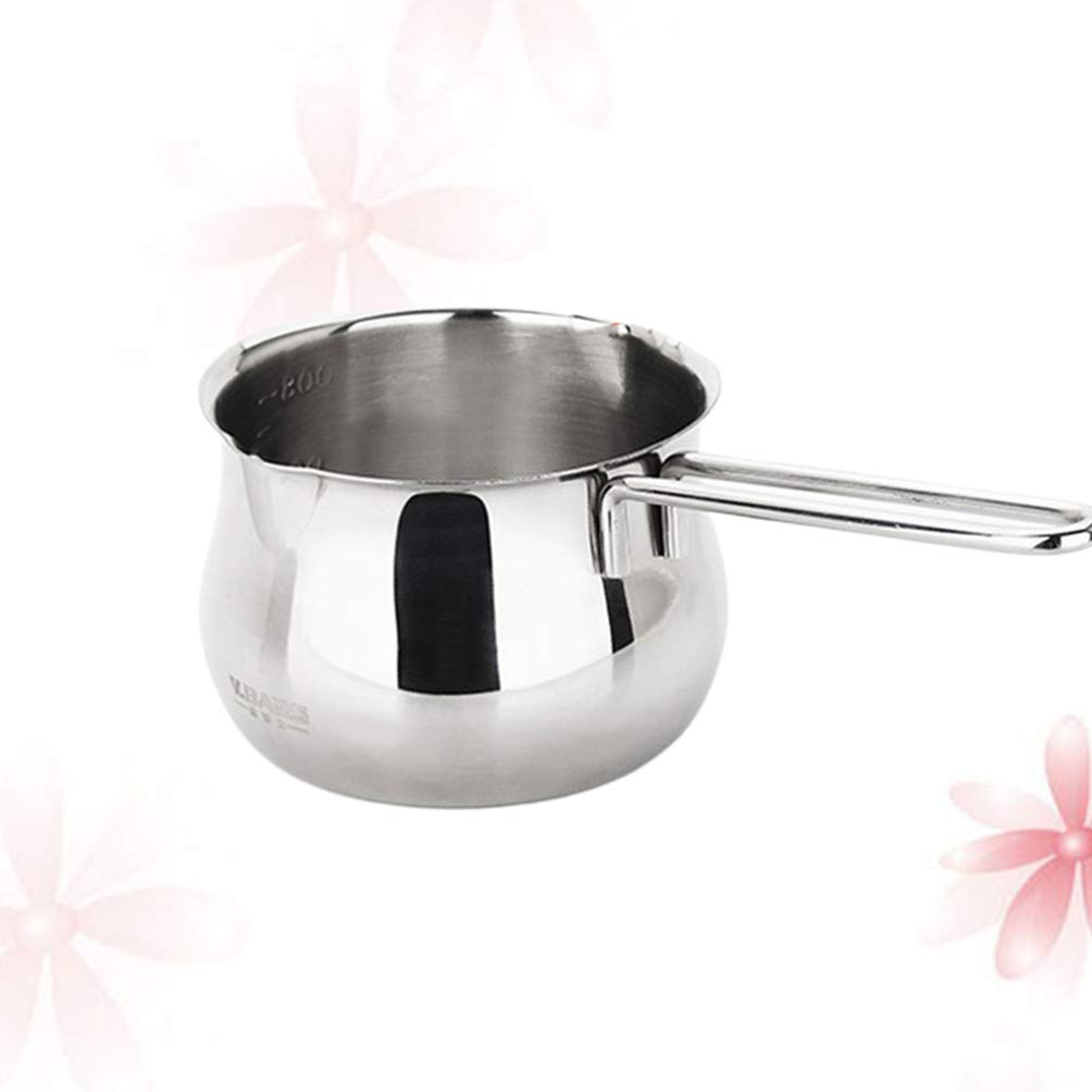 Hemoton 1pc Stainless Steel Milk Heating Pot - Mini Candle Warmer, Ceramic Fondue Pan for Cheese, Chocolate & Soup - Thickened Base Kitchen Heater for Baking, Noodles & Melting (Perfect for Romantic Dinners & Cozy Family Meals)