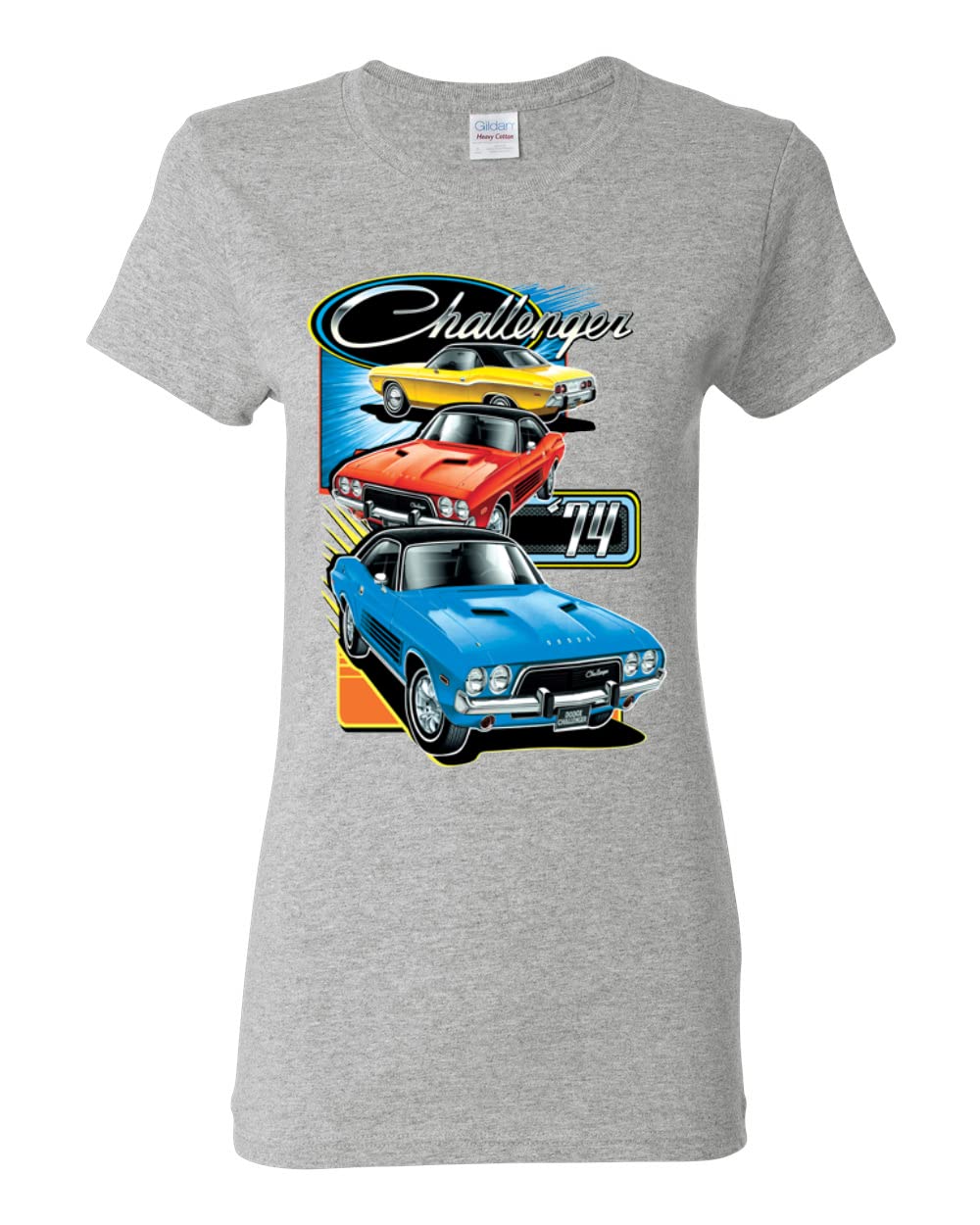 Vintage Dodge Challenger Retro 74 Graphic T-Shirt for Women - Classic Muscle Car & Truck Lover Tee - Perfect for Casual Wear, Car Shows, and Gift Giving