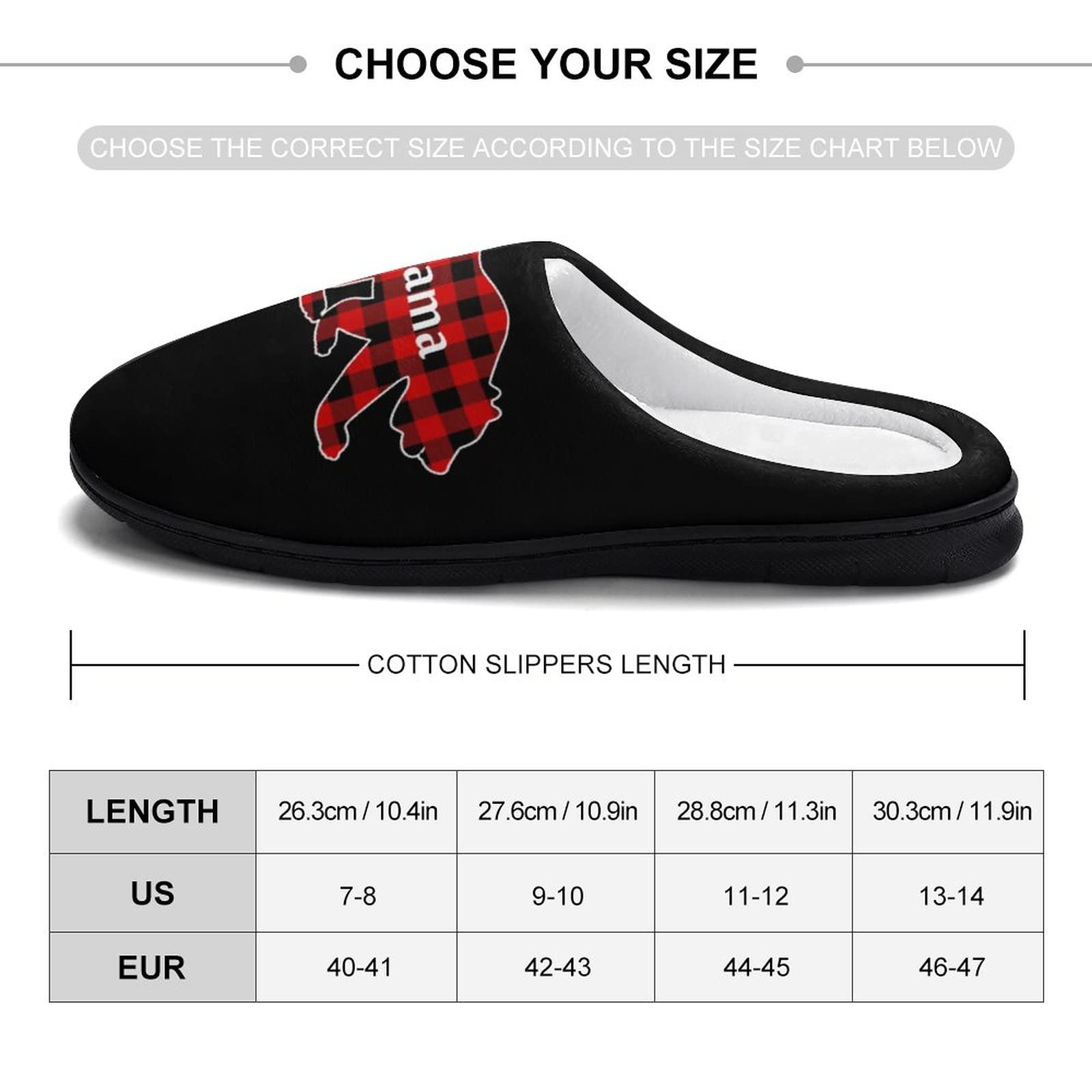 Plaid Mama Bear Men's Warm Non-Slip House Slippers for Home, Travel, Spa & Hotel - Cozy Indoor/Outdoor Winter Comfort Shoes for Relaxation & Lounging