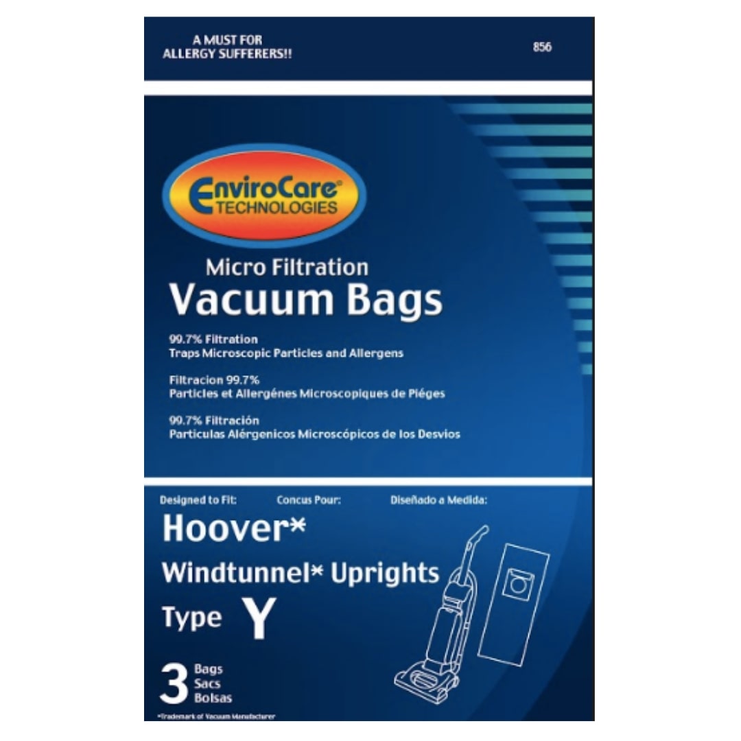 EnviroCare Hoover Y Bags (3-Pack) - Premium Vacuum Cleaner Replacement Bags for Efficient Dust Collection - Ideal for Home Cleaning & Pet Hair Removal