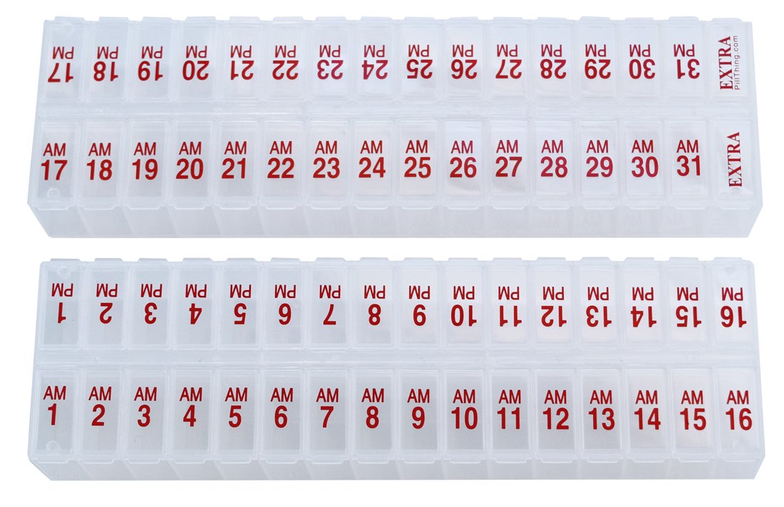 Twice-a-Day Monthly Large Pill Organizer Set - AM/PM Medication Organizer Box with Stay-Tight Lids (BPA Free) - Perfect for Daily Vitamins, Prescriptions & Travel Use