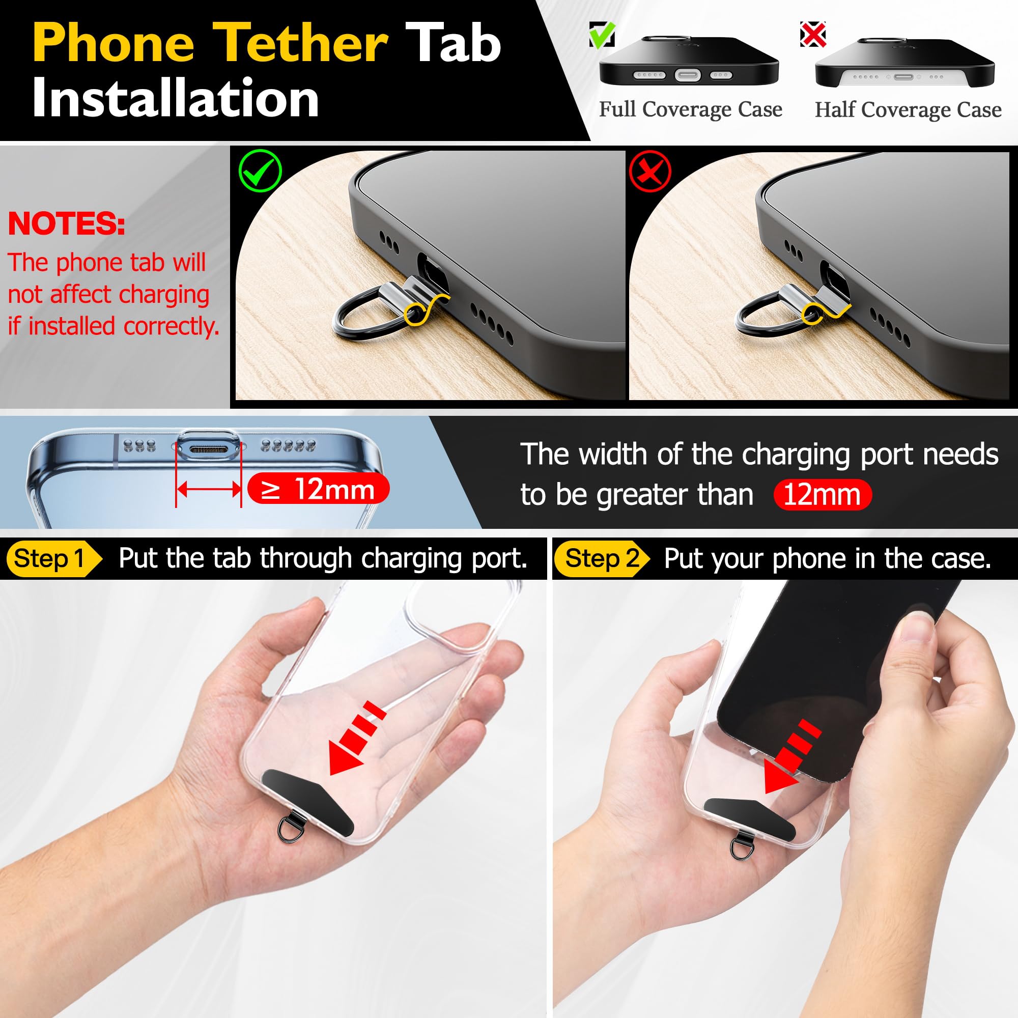 Durable 4-Pack Metal Phone Tether for iPhone & Smartphones - Heavy Duty Anti-Drop Strap for Outdoor, Work & Active Lifestyles