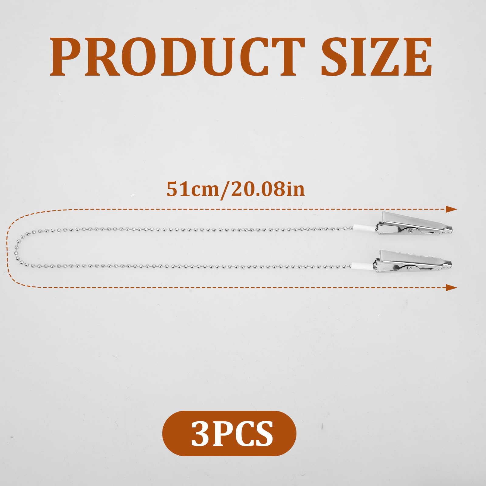 3 Pcs Metal Dental Bib Clips with Ball Chain - Adjustable Reusable Napkin Neck Clips for Adults & Seniors - Silver Bib Holder for Dentists, Hair Salons & Medical Offices