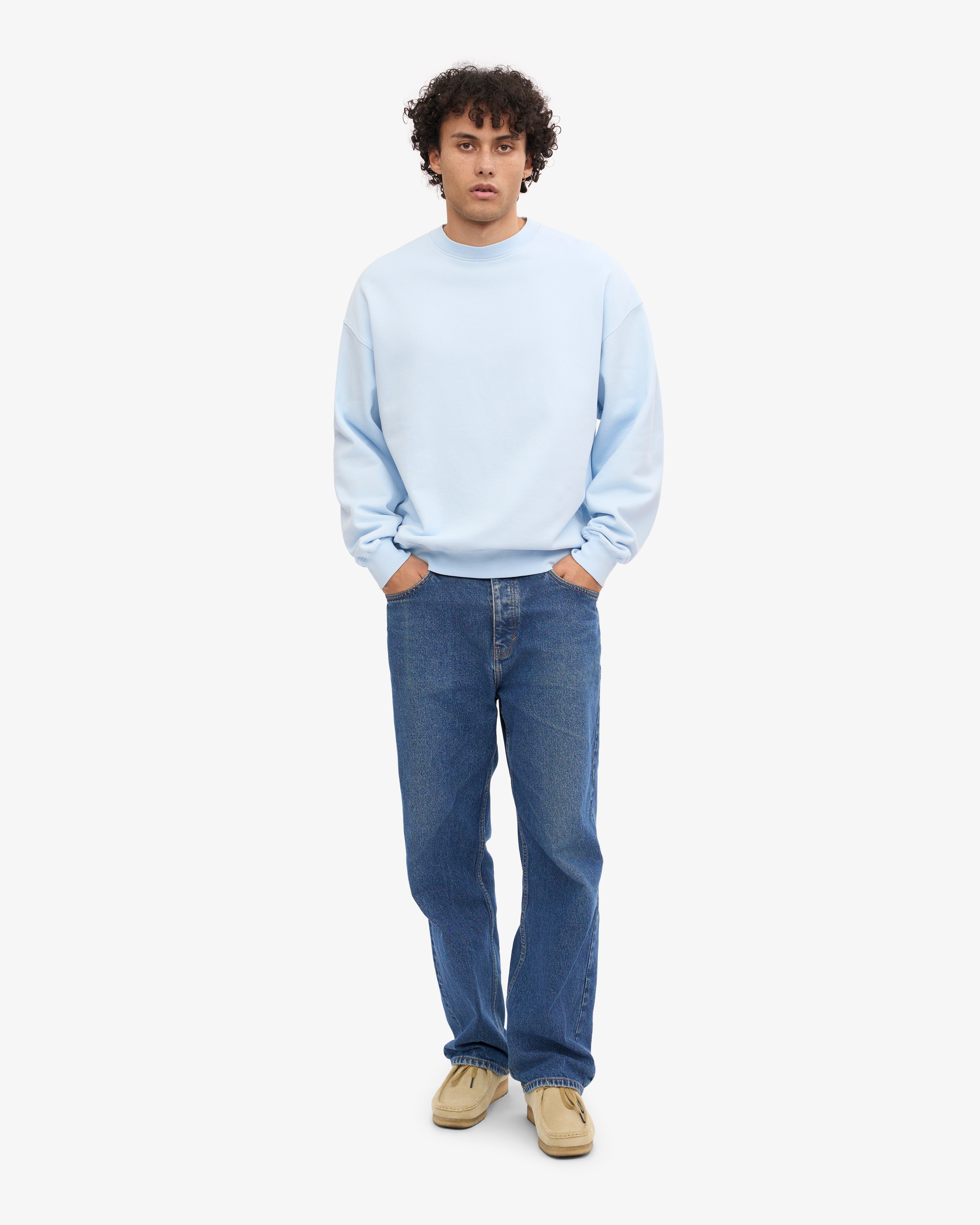 Organic Oversized Crewneck Sweatshirt - Polar Blue | Soft & Comfortable Unisex Pullover for Men & Women | Perfect for Casual Wear, Lounge & Outdoor Activities