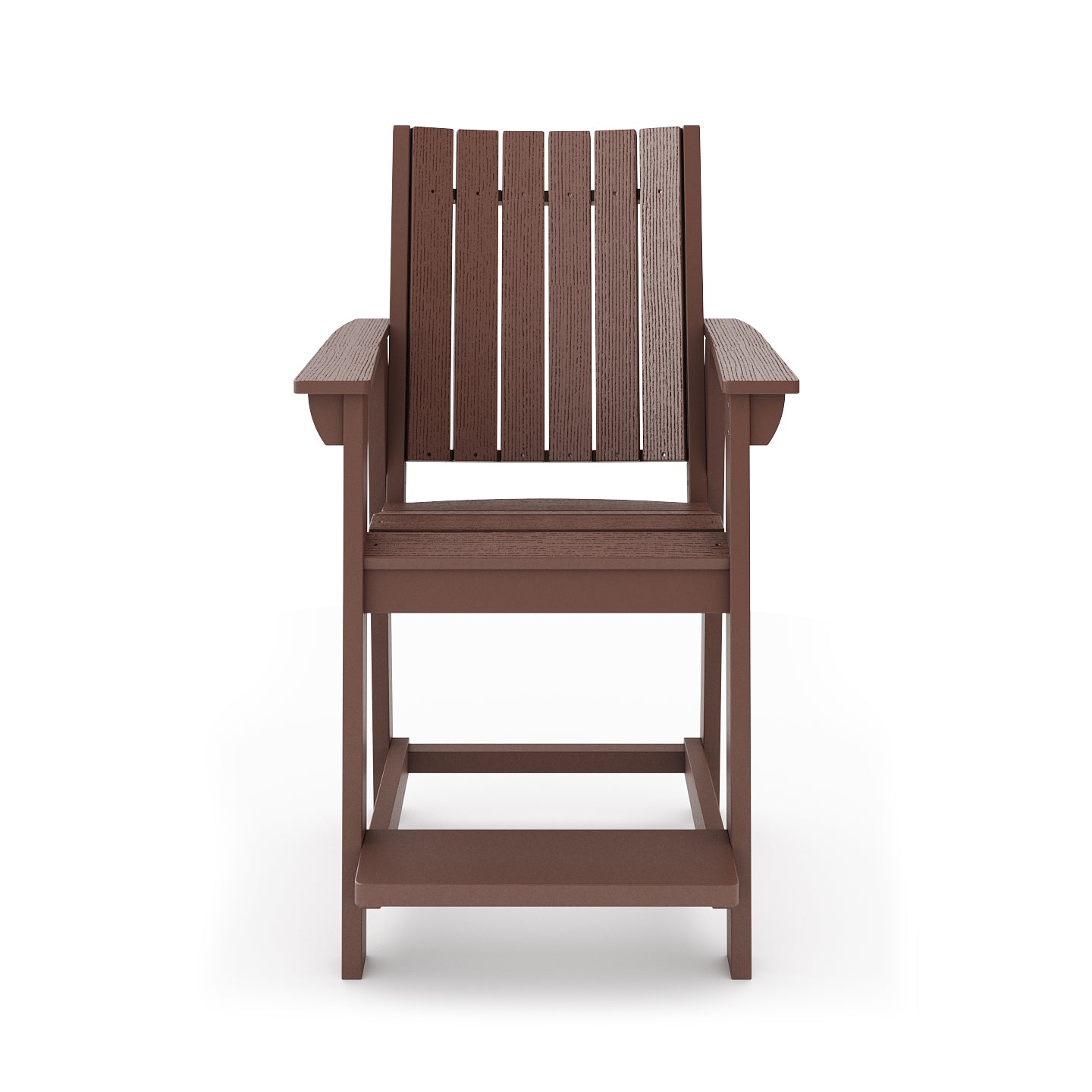Modern Brown Counter Height Chair - Durable HDPE Poly Lumber Dining Stool for Kitchen, Bar, Patio & Outdoor Use - Perfect for Restaurants, Cafes and Garden Relaxation
