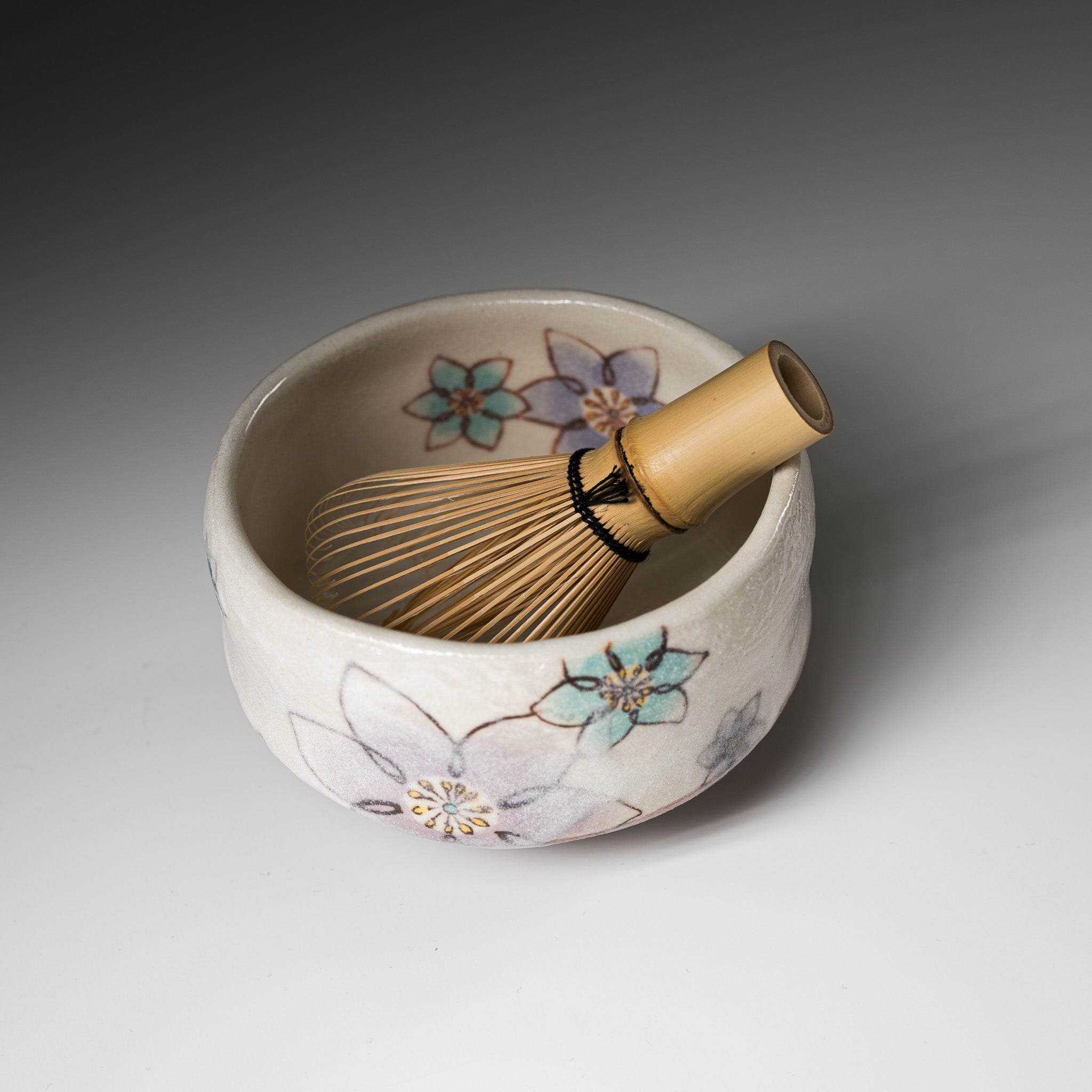 Premium Mini Matcha Bowl - Handcrafted Clematis Design for Japanese Tea Ceremony | Perfect for Matcha Whisking, Tea Drinking & Zen Meditation