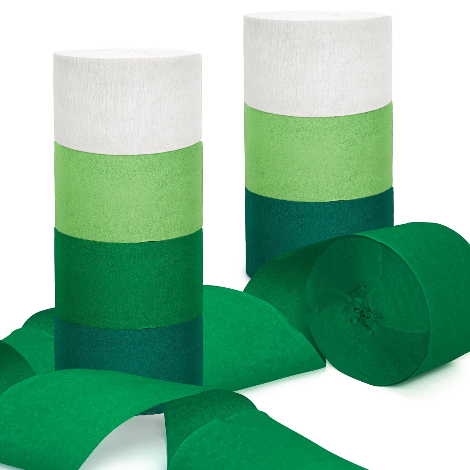 8 Rolls Gradient Green Crepe Paper Streamers - Party Decorations for Baby Shower, Birthday, Anniversary & Green Themed Events | DIY Backdrop, Wall Decor & Festive Party Supplies