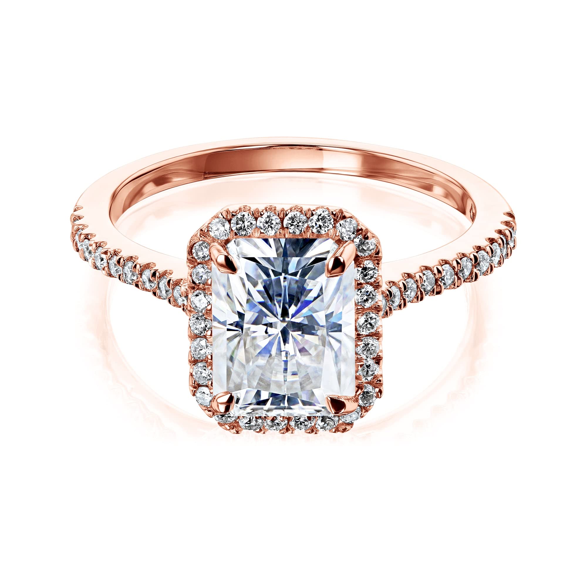 2 Carat (2ctw) Radiant Cut Moissanite Halo Diamond Engagement Ring - GH/VS Quality - Perfect for Proposals, Weddings & Anniversary Gifts