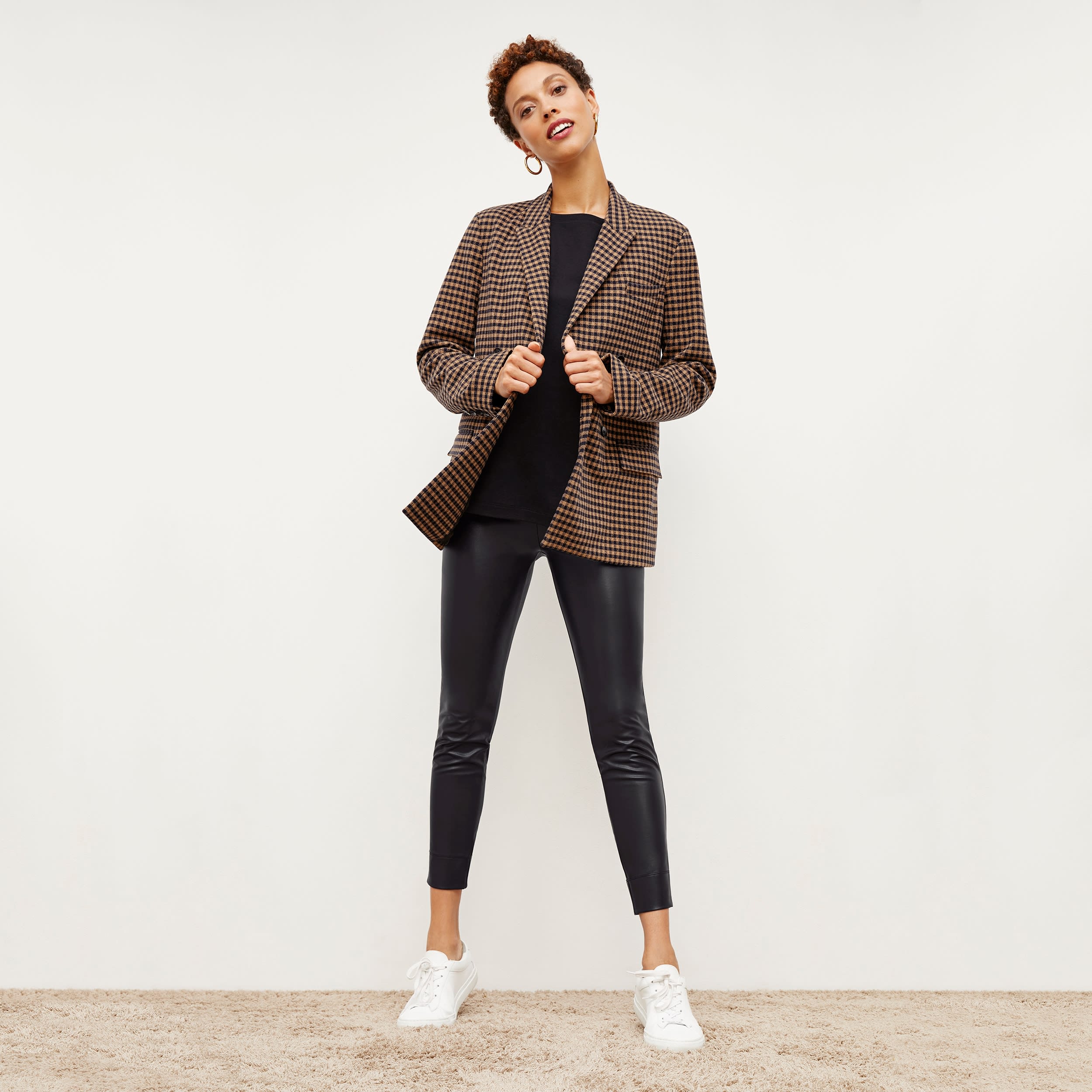 Vegan Stretch Leather Harrington Legging - High Waist Black Faux Leather Pants for Women | Perfect for Workout, Yoga, and Casual Wear