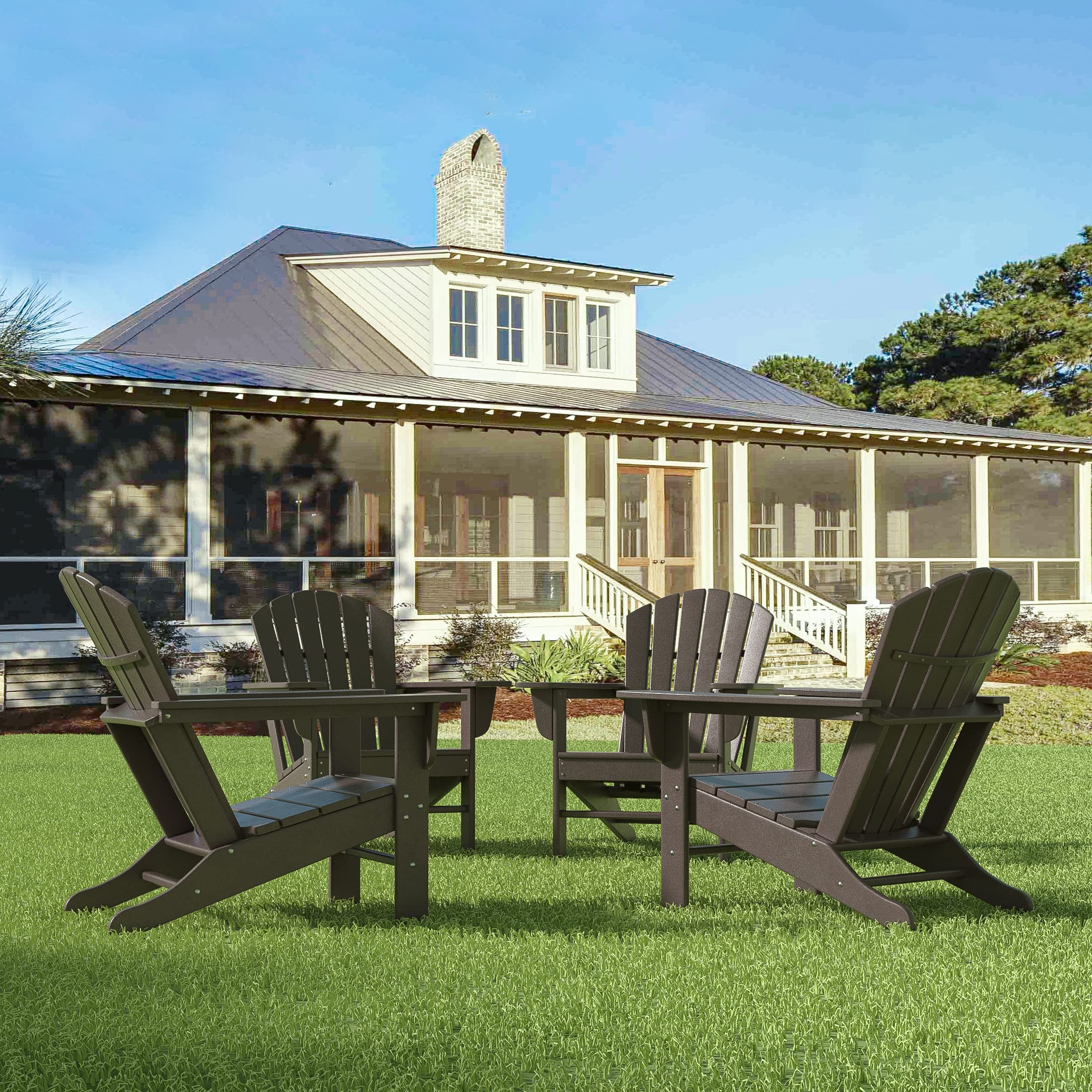 WestinTrends Dylan HDPE Outdoor Patio Adirondack Chair - Dark Brown - Weather-Resistant & Comfortable - Perfect for Backyard, Garden, Poolside & Beach Relaxation