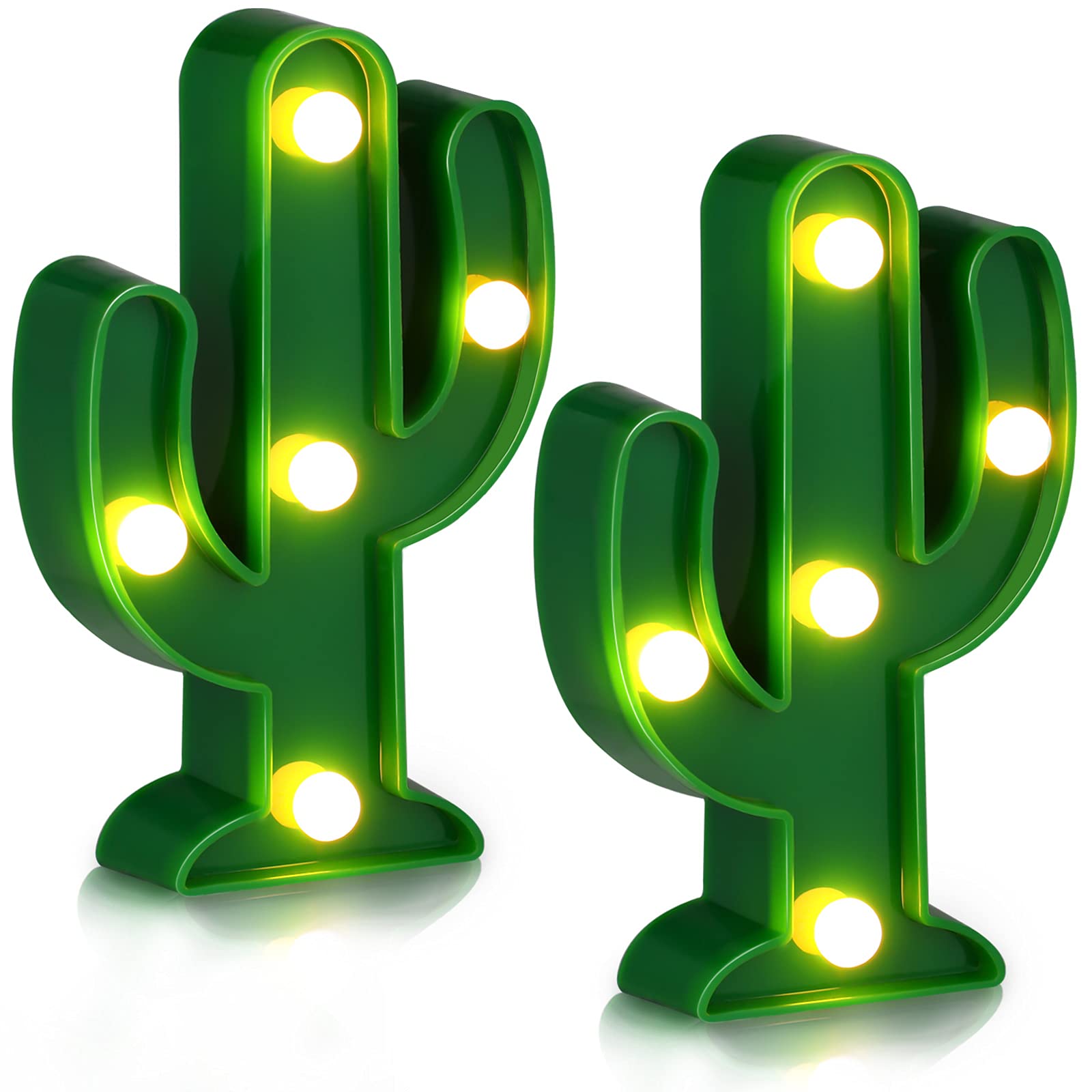 Riakrum 2-Pack LED Cactus Night Lights - USB Powered Small Table Lamps for Kids' Room, Bedroom, Party & Home Decor | Cinco De Mayo Mexican Theme Decorations | Perfect for Nursery, Dorm, Birthday Parties & Holiday Lighting