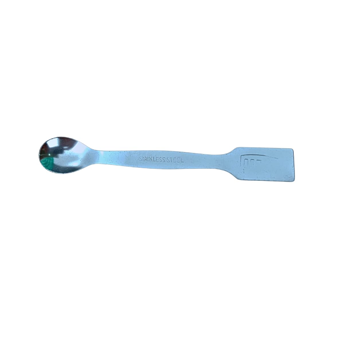 Premium 4 Inch Stainless Steel Laboratory Spatula - Dual Head Spoon & Flat Design - Heavy Duty Pack of 2 - Ideal for Chemistry Labs, Science Experiments & Mixing Powders