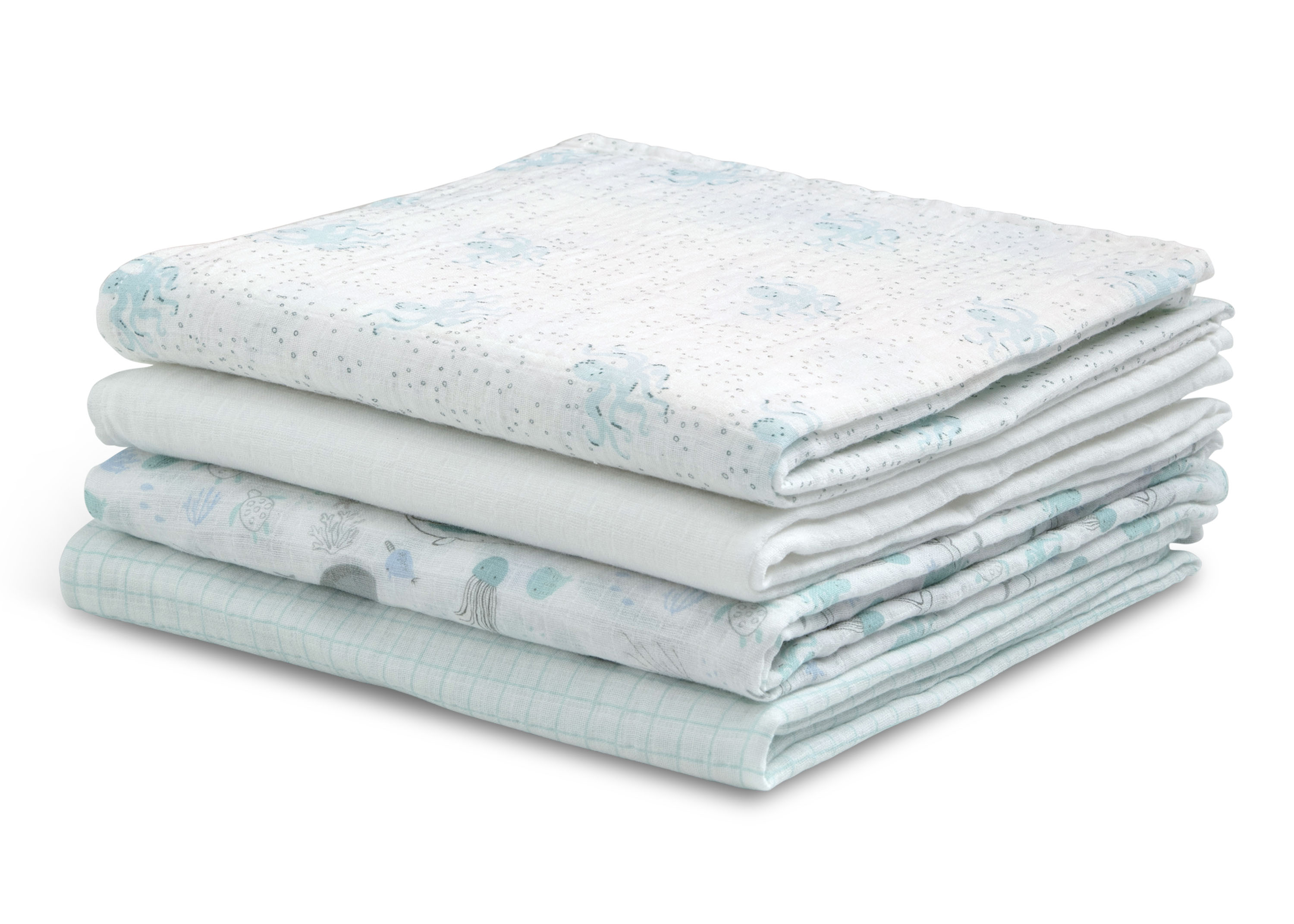 100% Cotton Muslin Baby Receiving Blankets - Soft & Breathable Swaddle Blankets for Newborns (4 Pack) - Perfect for Nursery, Swaddling & On-the-Go Comfort
