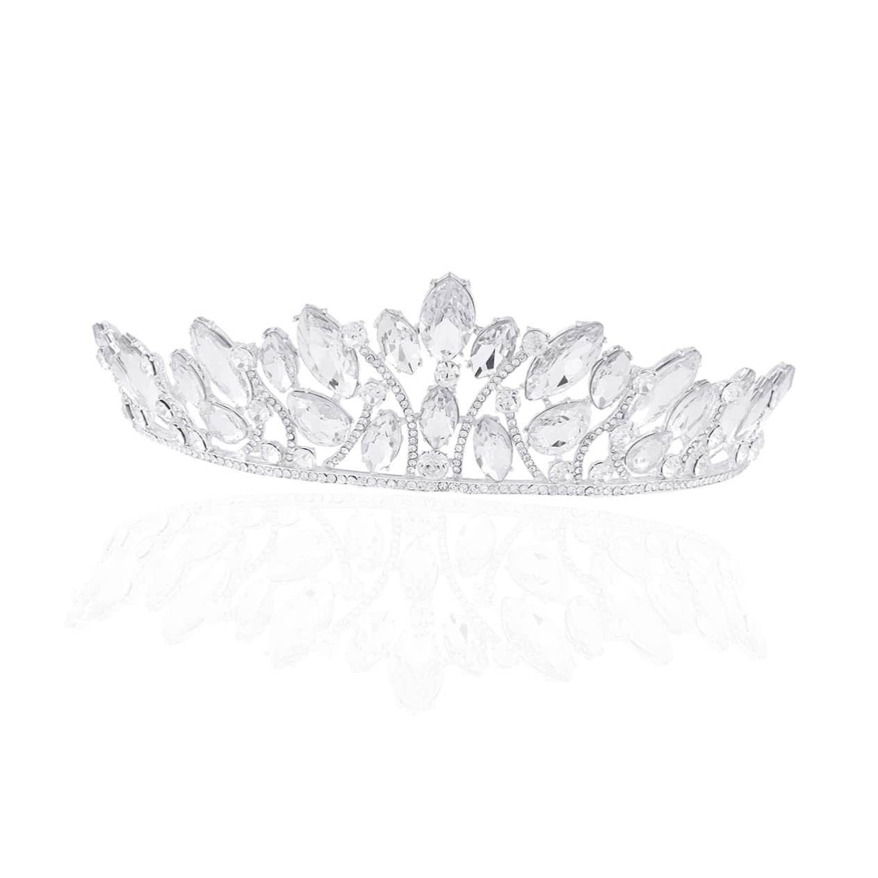 Beavorty 2-Piece Lockable Bridal Headpiece Set - Rhinestone Wedding Headbands, Princess Tiara & Crystal Comb for Bride (White) | Perfect for Weddings, Prom, Pageants & Special Occasions