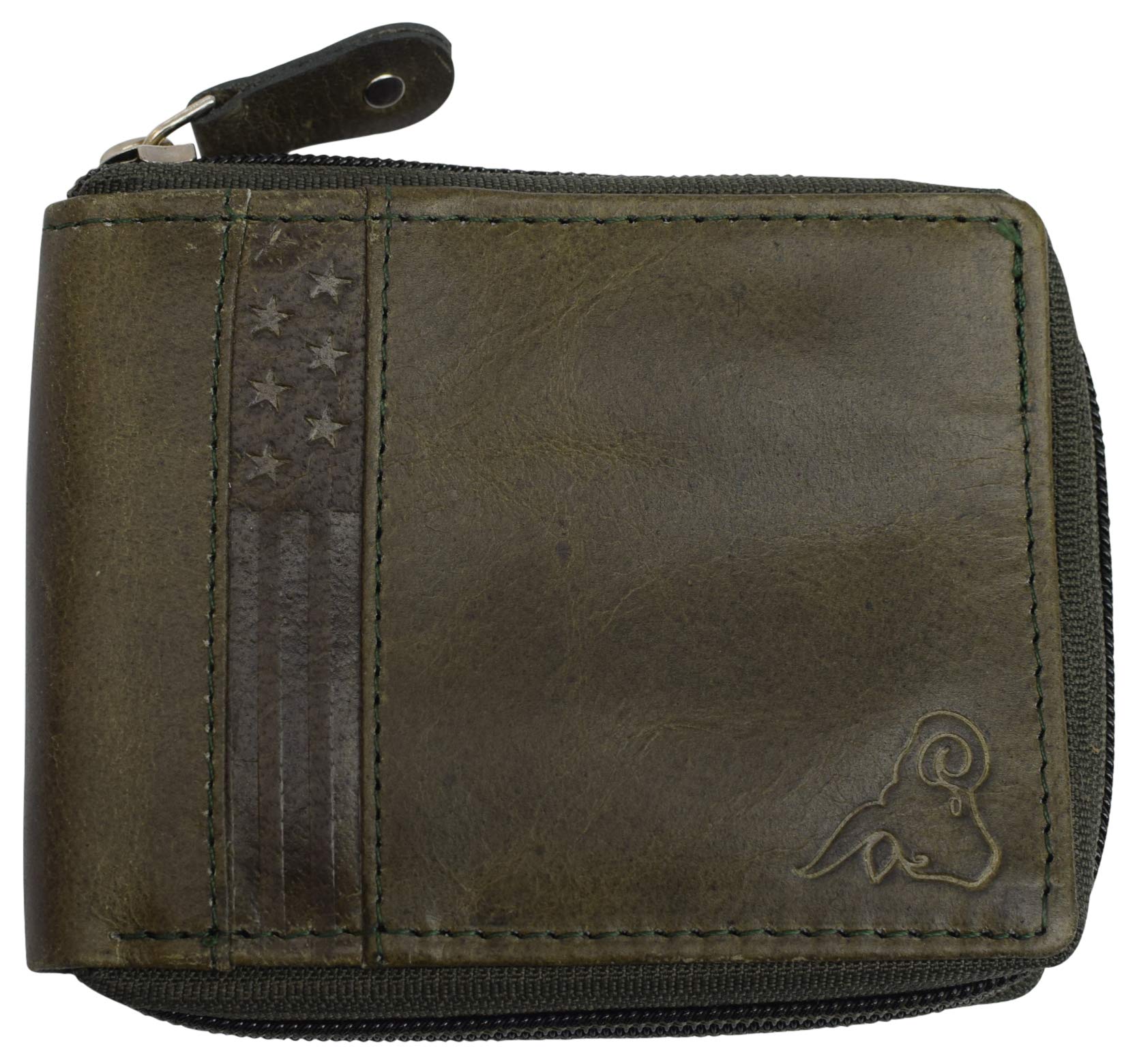 Premium RFID Blocking Zipper Bifold Wallet for Men & Women - Genuine Leather with Gift Box (Green) - Ideal for Travel, Business & Everyday Use