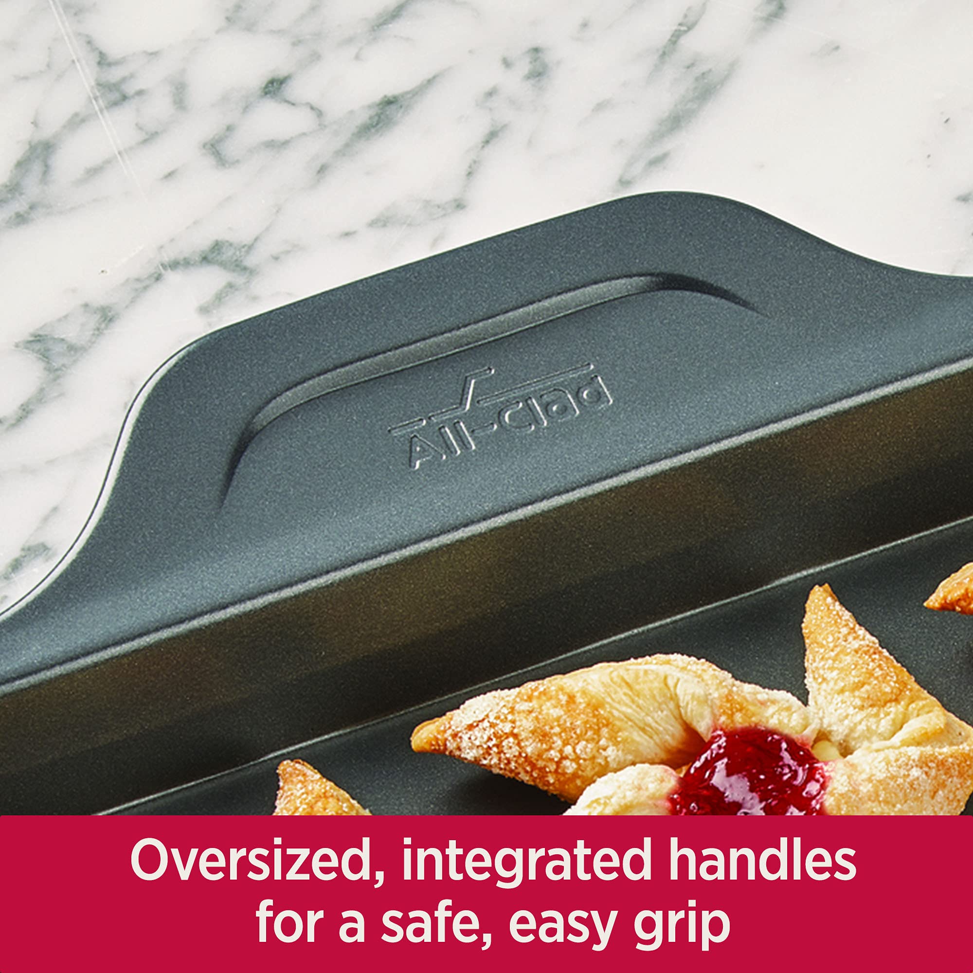 All-Clad Pro-Release Nonstick 10x15 Inch Baking Sheet Set - Oven Safe Up to 450°F, Includes Jelly Roll Pan, Cookie Sheet, Muffin Pan, Cooling Rack, Round Cake Pan & Loaf Pan - Perfect for Baking, Roasting & Meal Prep