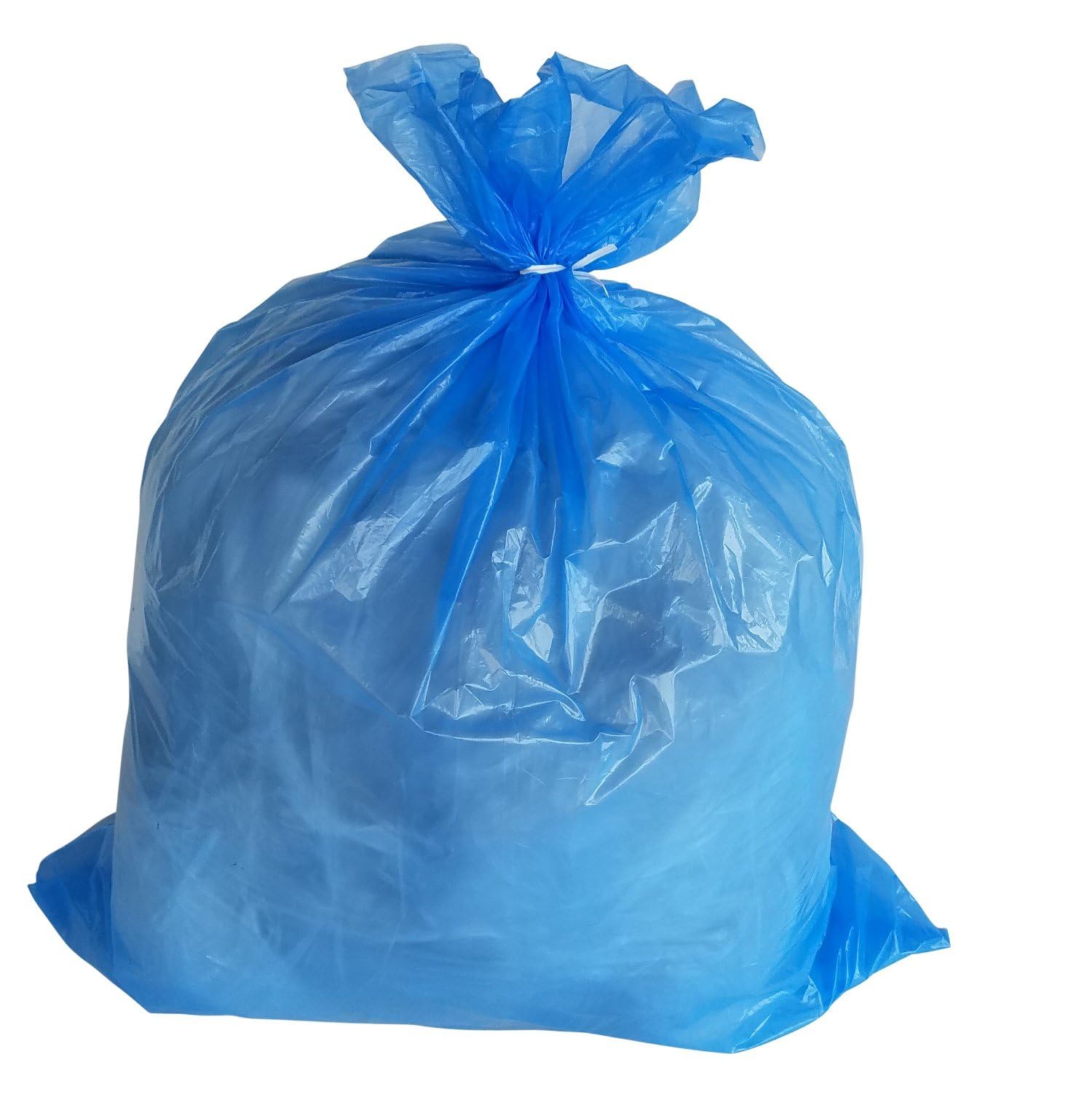 Heavy Duty 65-Gallon Trash Bags - 1.5 Mil Thick Blue Garbage Bags for Kitchen & Outdoor Use - 50