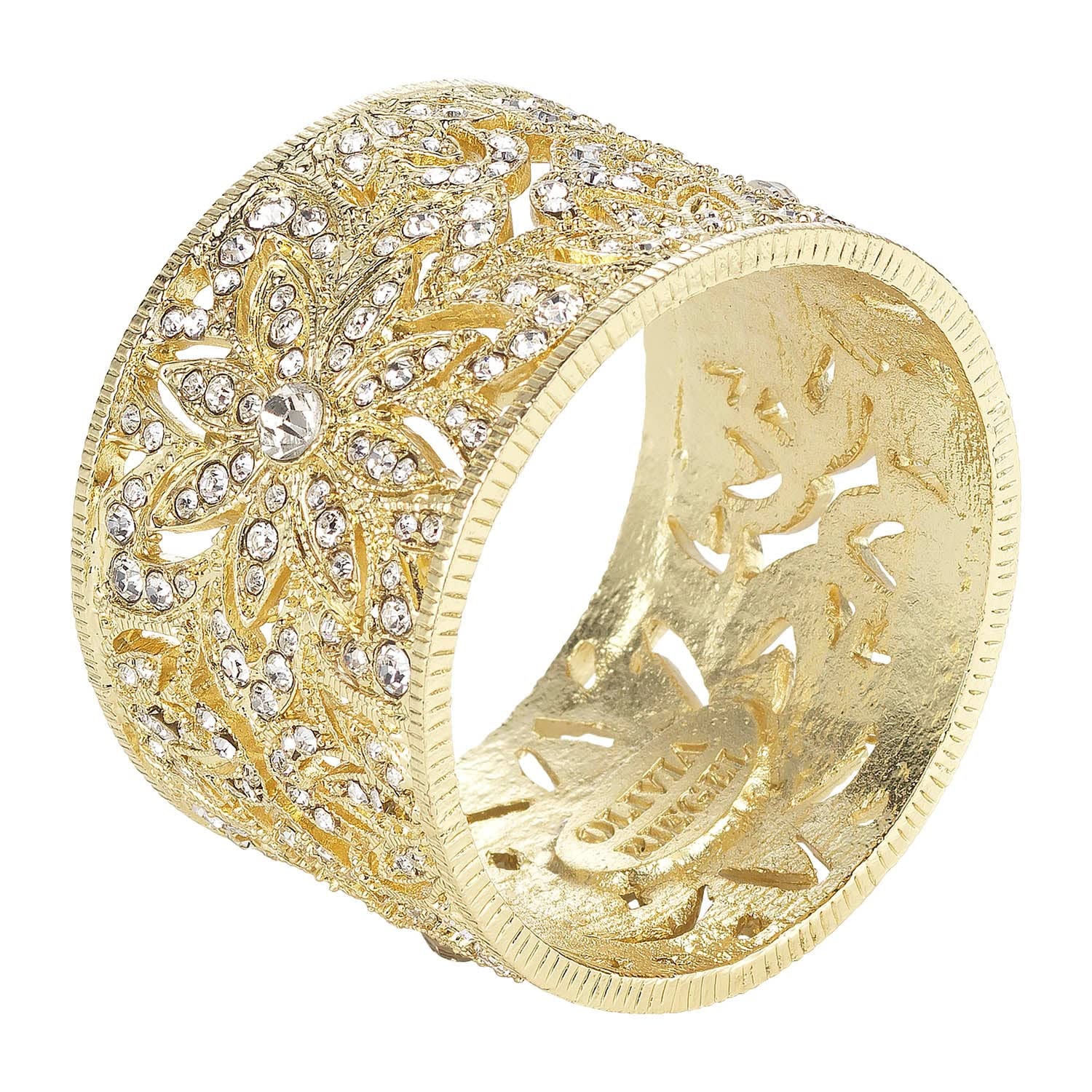 Windsor Gold Napkin Rings Set of 4 - Elegant Olivia Riegel Design for Formal Dining & Wedding Table Decor