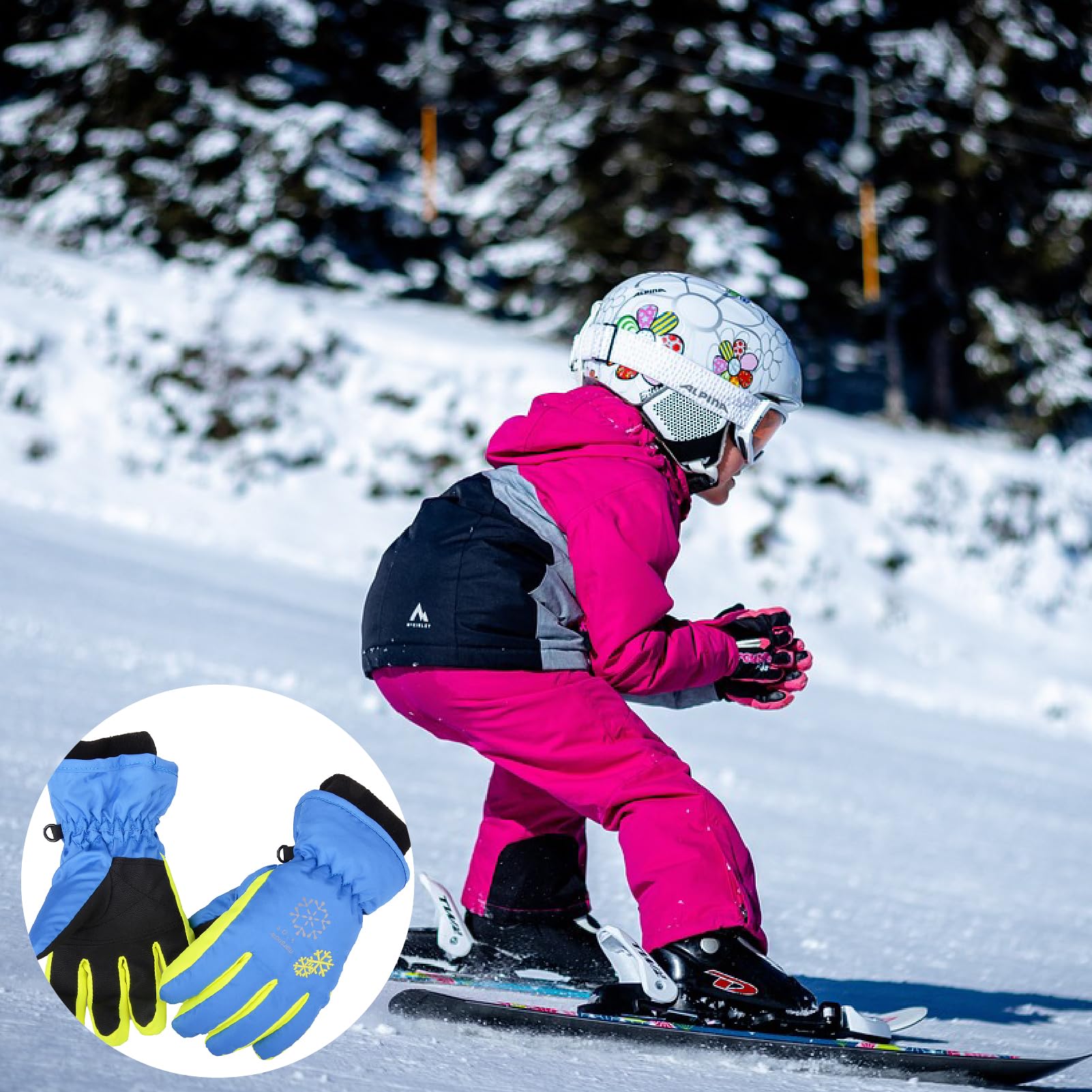 JEELAD Kids Winter Snow Gloves - Waterproof Ski Gloves for Boys & Girls - Warm Snowboard Gloves for Cold Weather - Perfect for Skiing, Snowboarding & Outdoor Winter Play