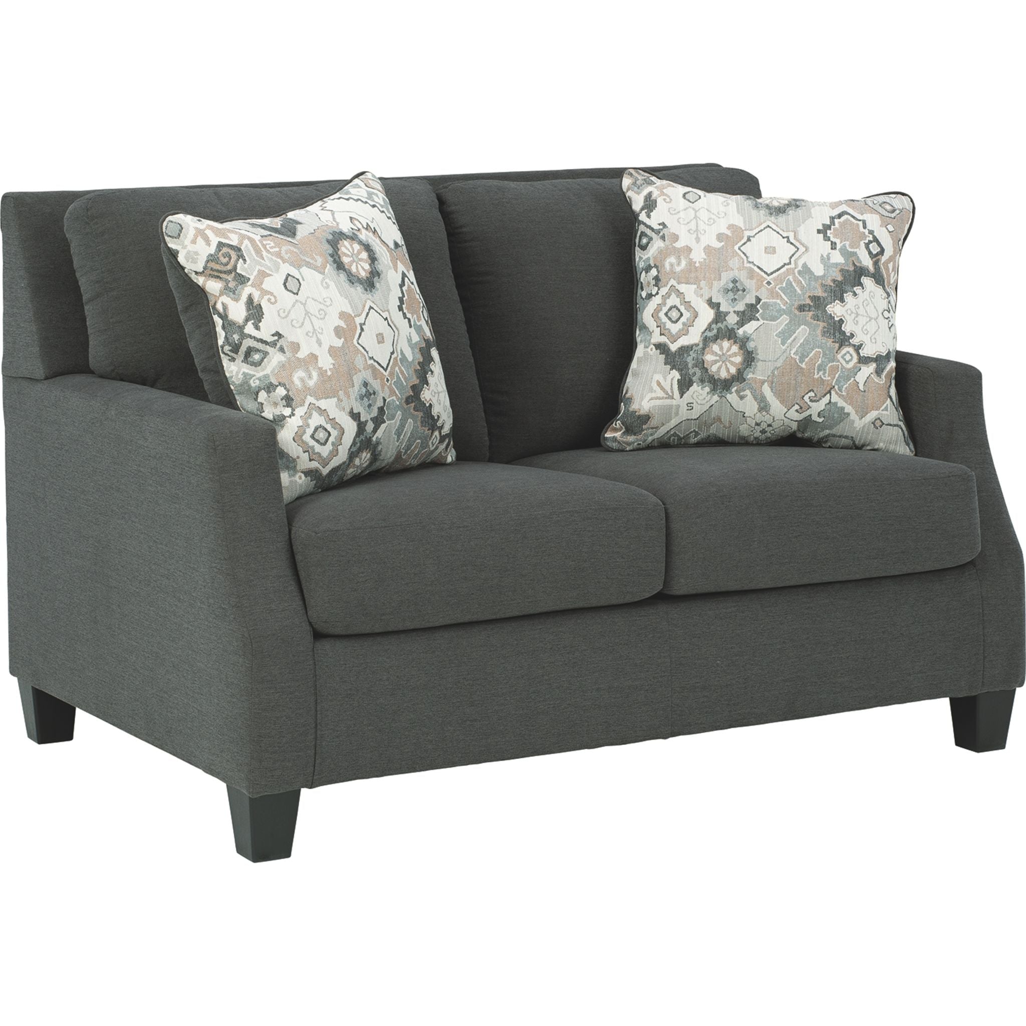 Bayonne Loveseat in Charcoal - Modern Two-Seater Sofa for Living Room, Lounge & Small Spaces