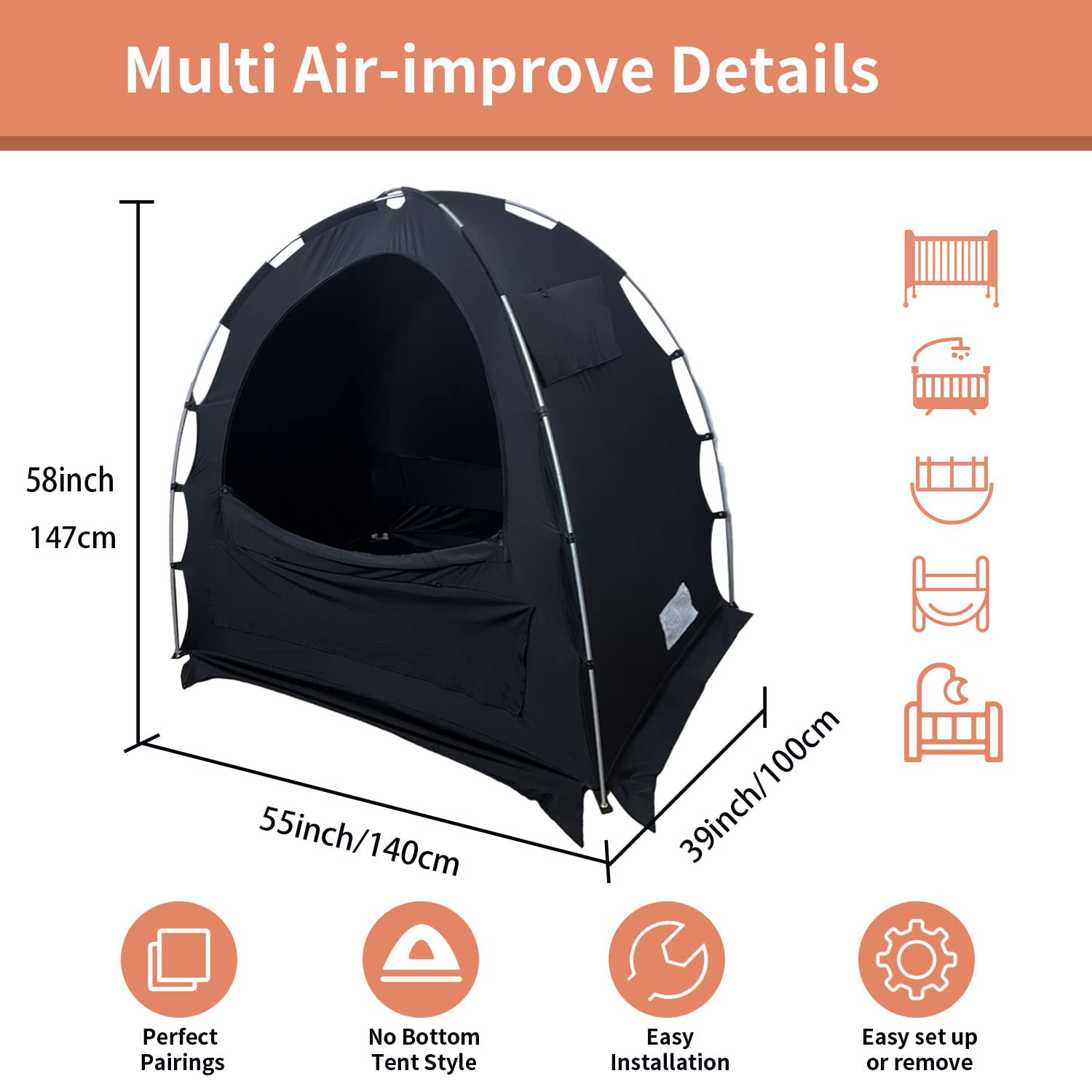 **Jonnick Ultra Blackout Slumber Tent for Pack N Play – 90% Light Blocking Crib Canopy Cover, Portable Stretchy Netting Travel Pod for Infants with Monitor Pouch – Perfect for Nursery, Travel & Daycare Use**