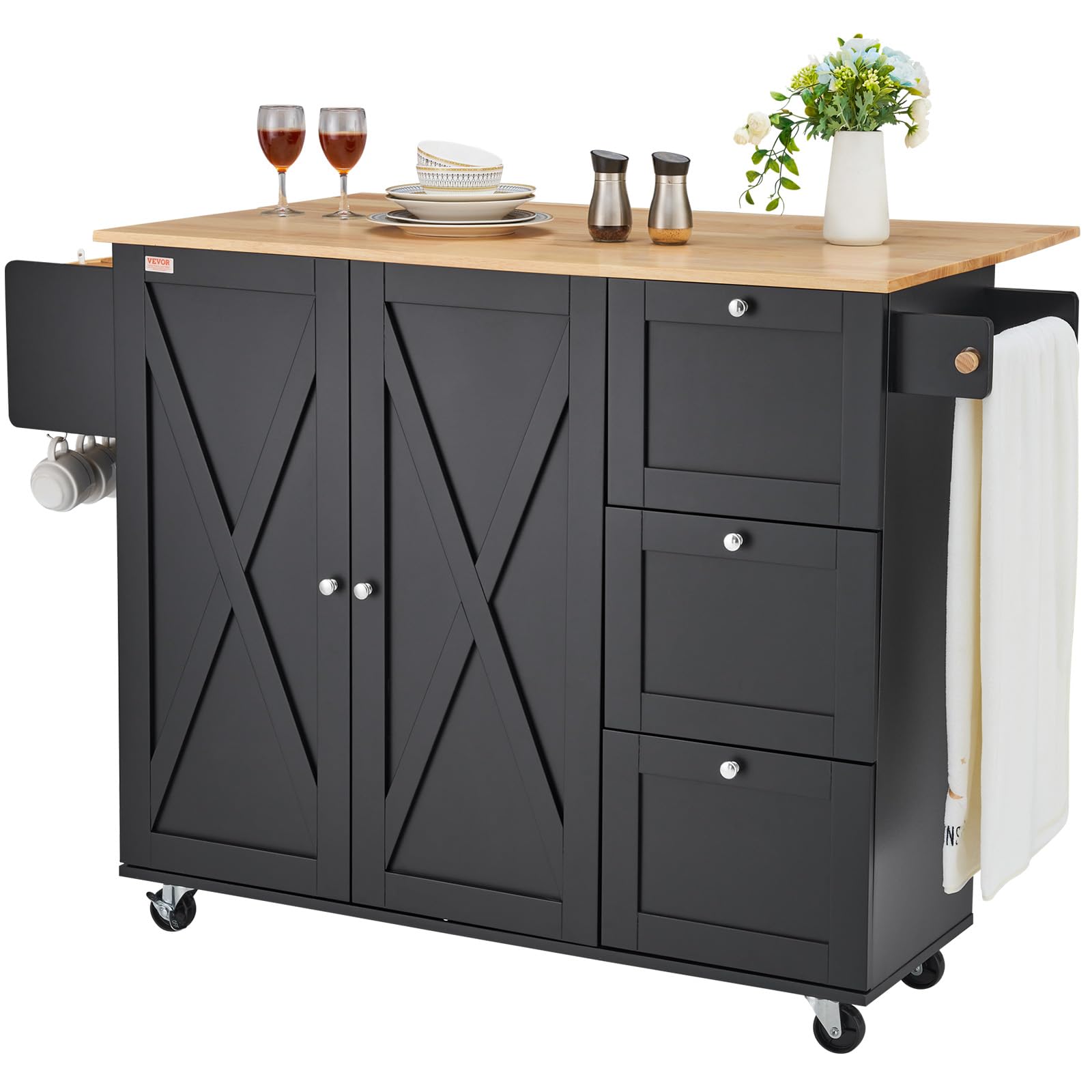 VEVOR Kitchen Island Cart with Drop Leaf - 45.3