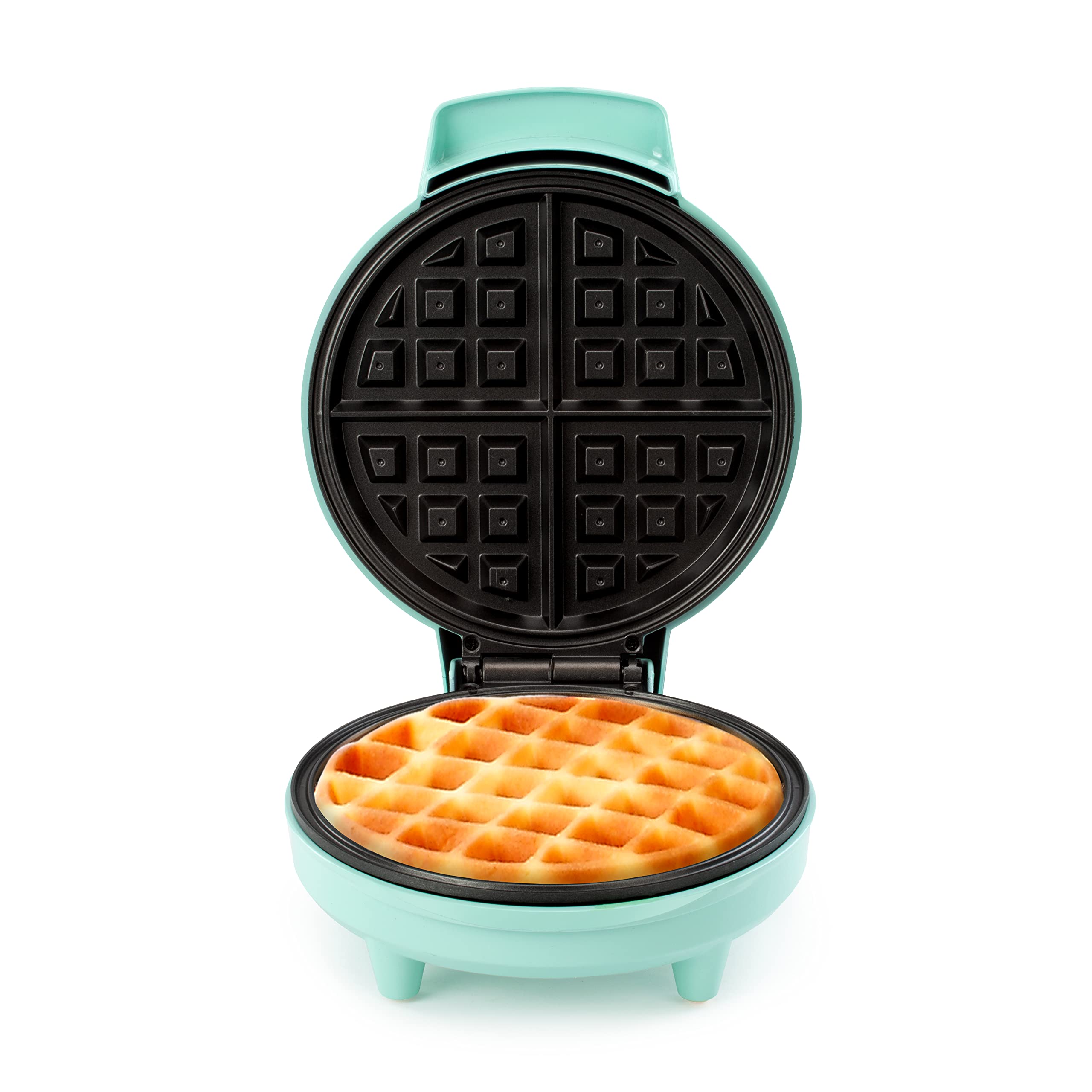 Holstein Housewares 7-Inch Belgian Waffle Maker with Non-Stick Coating - Mint Green & Stainless Steel - Quick & Easy Homemade Waffles for Breakfast, Brunch, or Dessert - Perfect for Family Meals & Entertaining