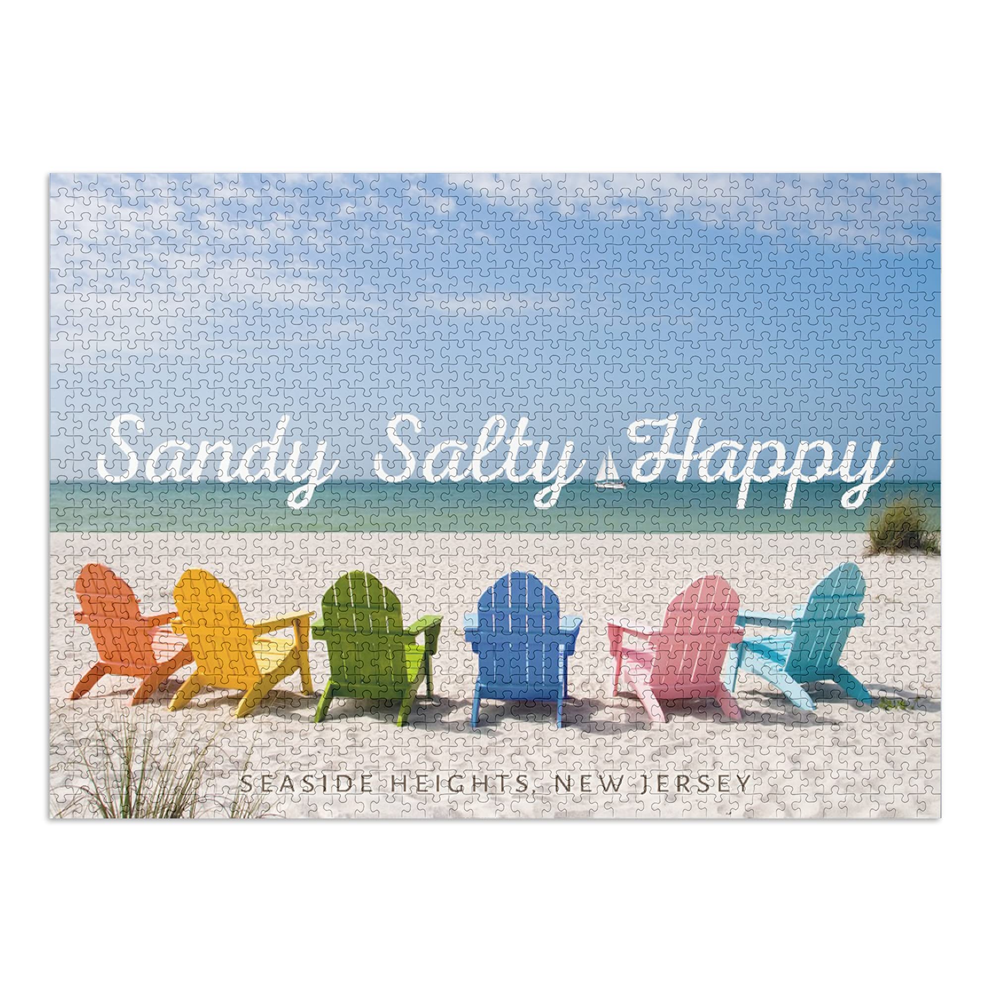 Premium 1000-Piece Beach Chairs Jigsaw Puzzle for Adults & Family - Colorful Seaside Heights New Jersey Scene (19x28.5 Inch) | Challenging USA-Made Puzzle for Home Decor, Game Night & Relaxation