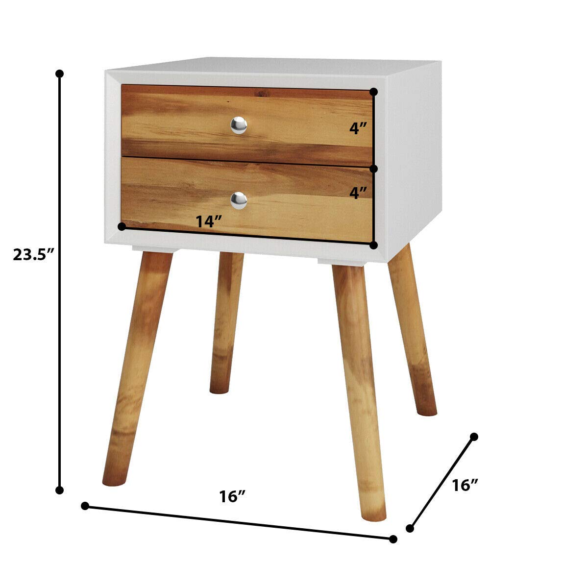 Vintage Wooden Nightstand with 2 Storage Drawers - Retro Bedside Table, End Table, Cabinet - Sturdy, Durable & Scratch-Resistant - Easy to Clean Brown Finish - Set of 2 - Perfect for Bedroom, Living Room & Office Use