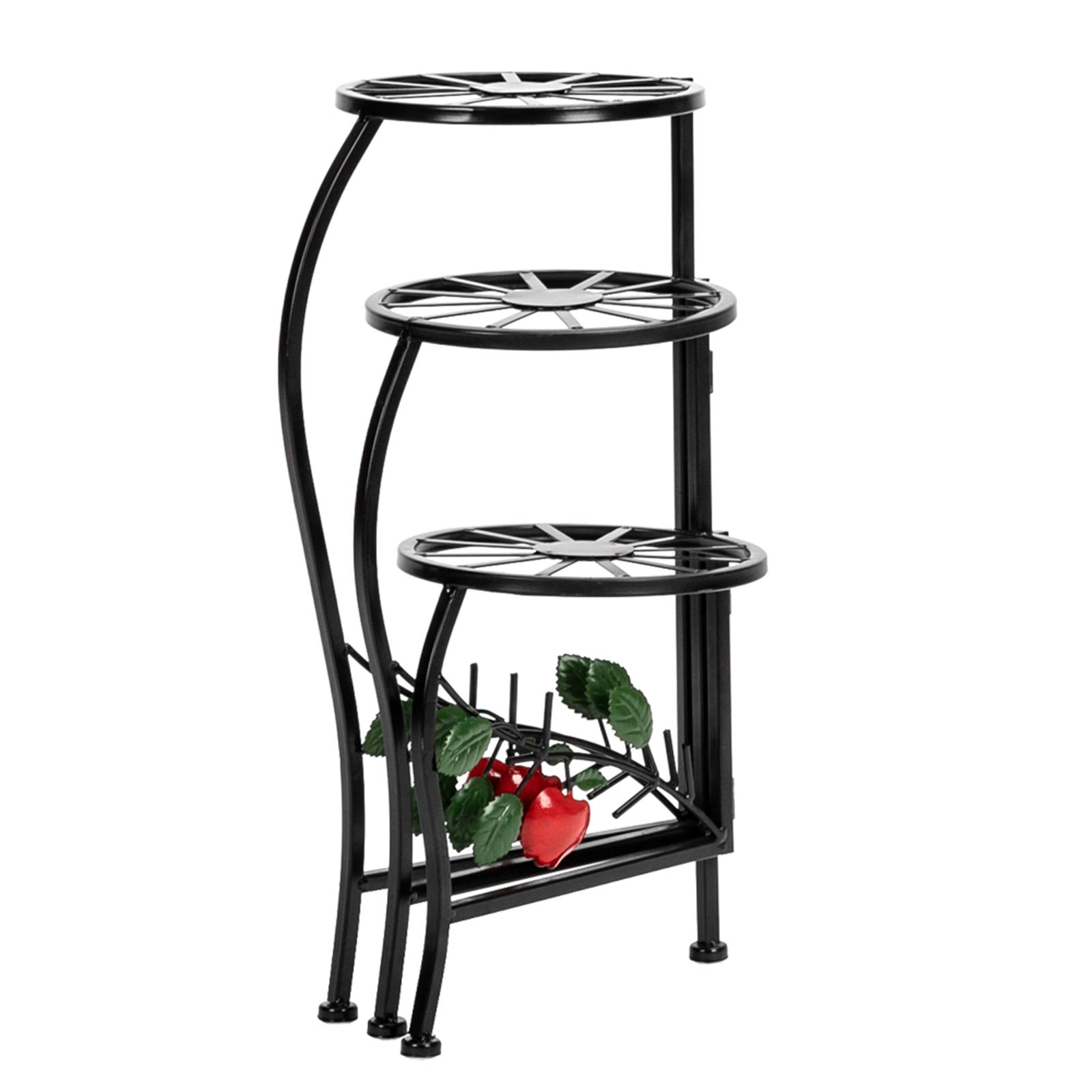 Black 3-Tier Blade Shape Plant Stand - Flower Pot Organizer Shelf for Indoor/Outdoor Plants, Succulents & Home Decor