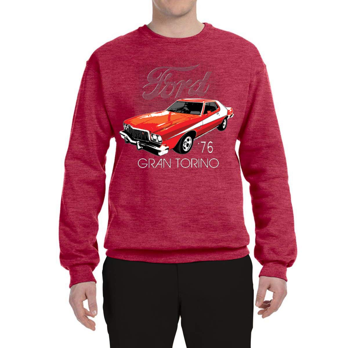 Vintage '76 Gran Torino Graphic Sweatshirt - Wild Bobby Ford Retro Unisex Crewneck Sweater for Men & Women | Classic Car Enthusiast Gift, Movie Fan Apparel, Casual Streetwear Fashion