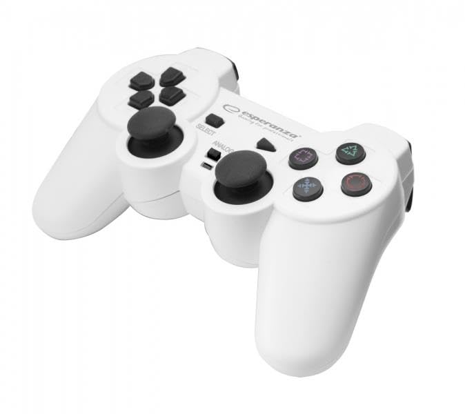 ESPERANZA EGG106W CORSAIR Vibration Gamepad for PC, PS2, PS3 - Ergonomic Gaming Controller with Dual Shock for Enhanced Gameplay Experience | Perfect for Racing, Fighting, and Action Games
