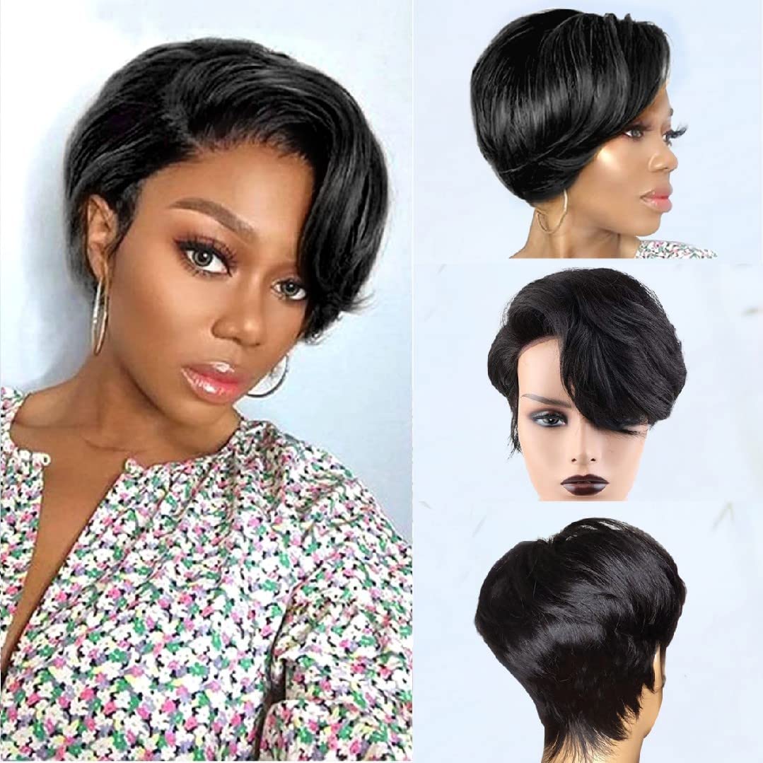 Short Pixie Cut Lace Front Wigs Human Hair 13x4 - Pre Plucked with Baby Hair for Black Women | Natural Straight Bob Wig | Perfect for Daily Wear, Cosplay & Special Occasions