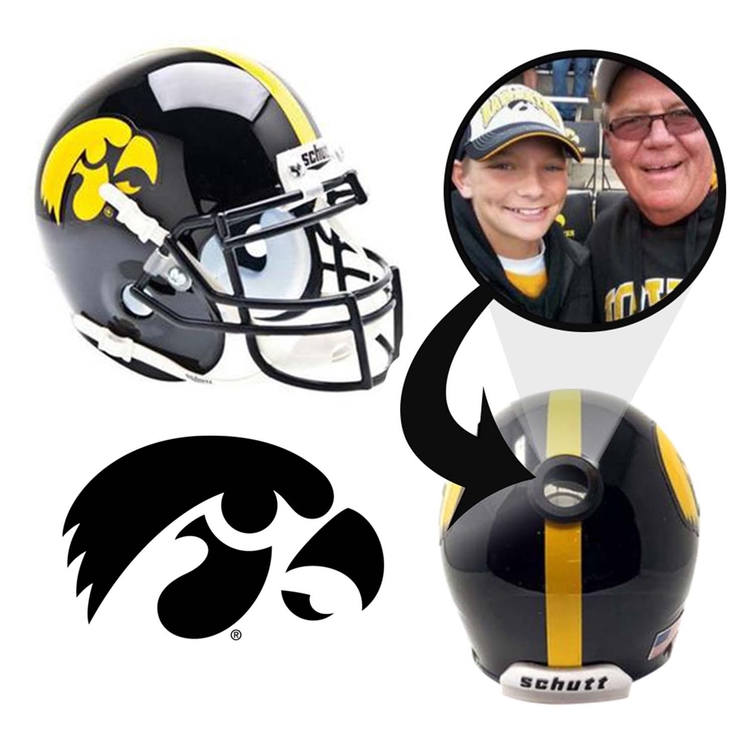 Iowa Hawkeyes College Football Collectible Mini Helmet - Authentic Replica with Display Stand - Perfect for Fans, Memorabilia Collectors & Game Room Decor