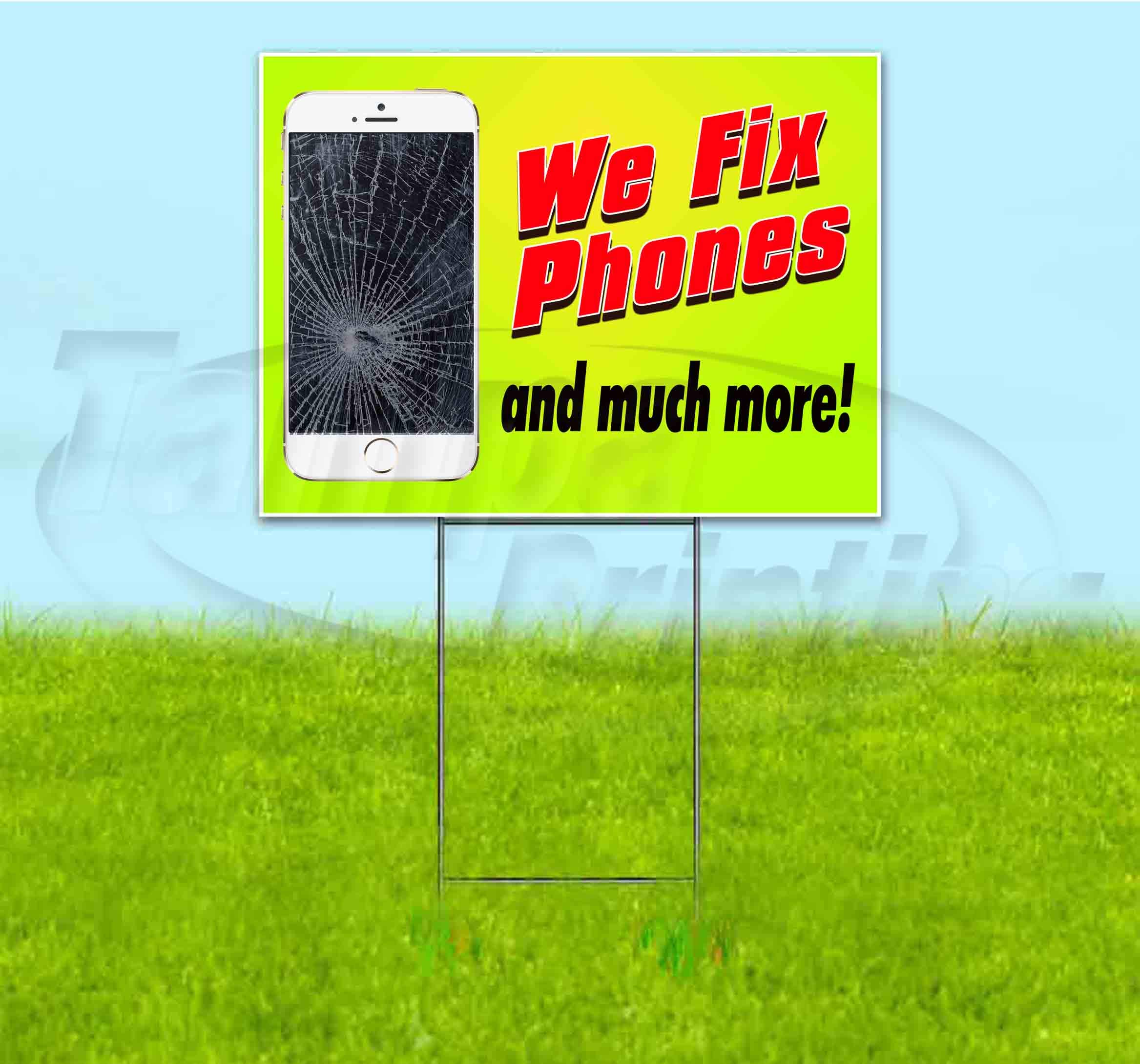 Custom 18x24 Inch Yard Sign - We Fix Phones & More Business Advertising | Durable Metal Step Stake Included | Bulk Discounts & Multi-Packs Available | Perfect for Storefronts, Sidewalk Advertising & Driveway Marketing