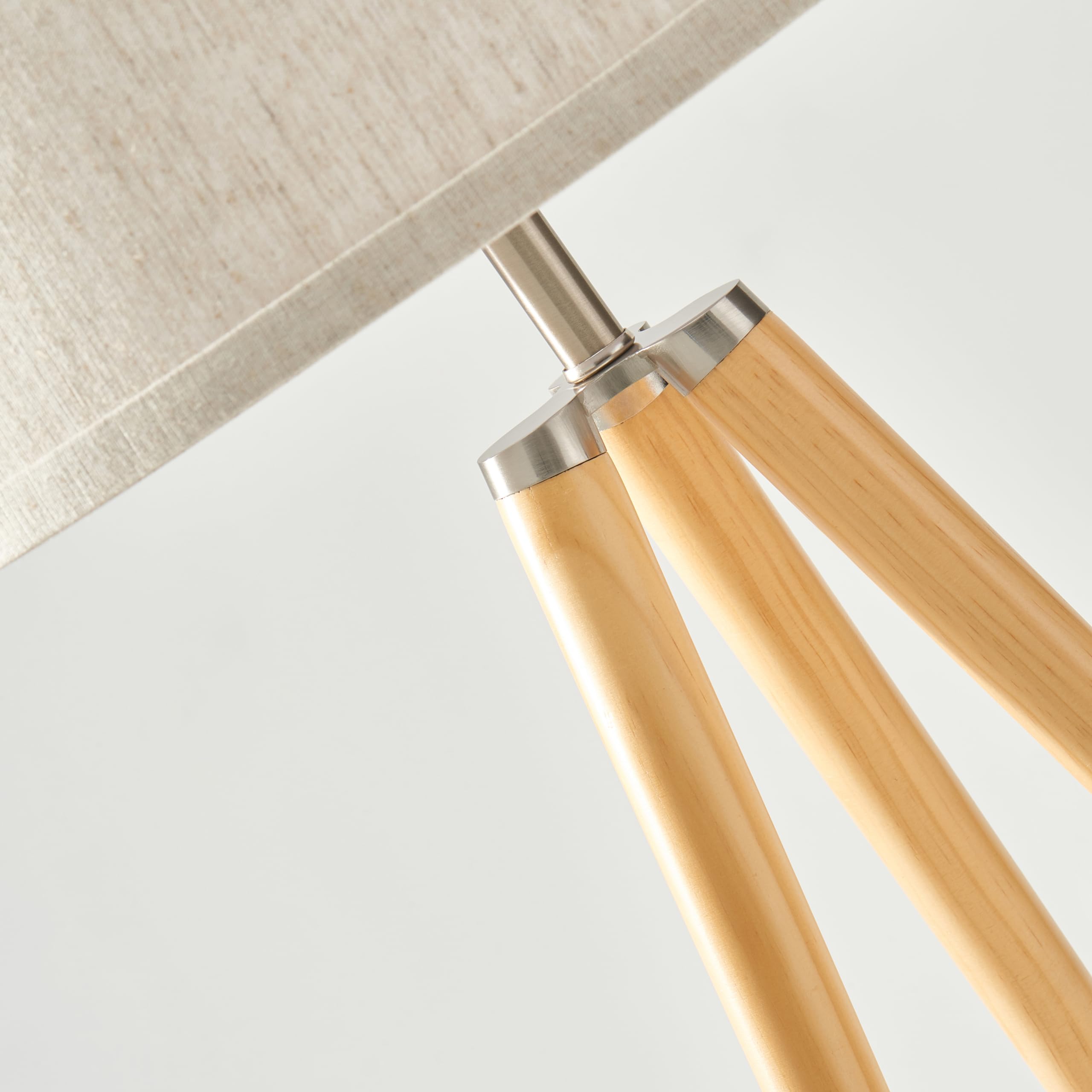 Brightech Emma LED Floor Lamp - Modern Wood Leg Standing Light for Bedroom, Living Room & Office - Adjustable Tripod Design for Reading & Decor - Energy Efficient LED Lighting for Home & Workspace