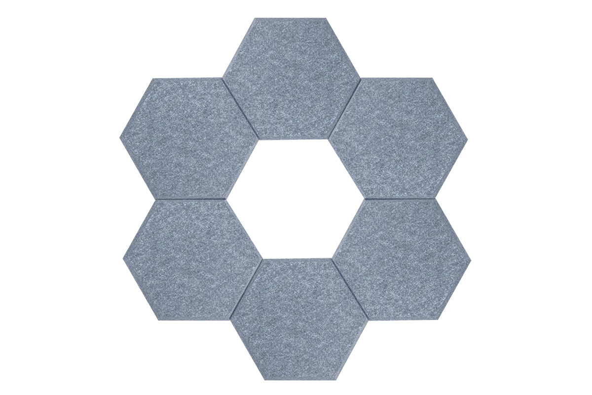 Vision SANA Acoustic Hexagon Panels - Pack of 6 Soundproof Wall Tiles for Home Studio, Office & Classroom Noise Reduction