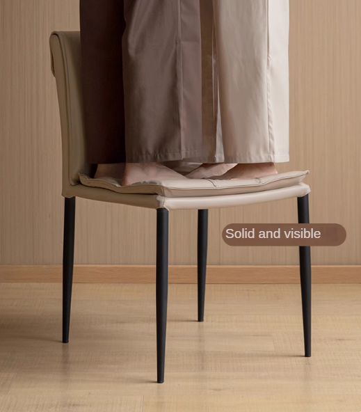 Premium Organic Leather Iron Light Luxury Soft Backrest Chair - Elegant Home Office & Lounge Seating for Comfort & Style