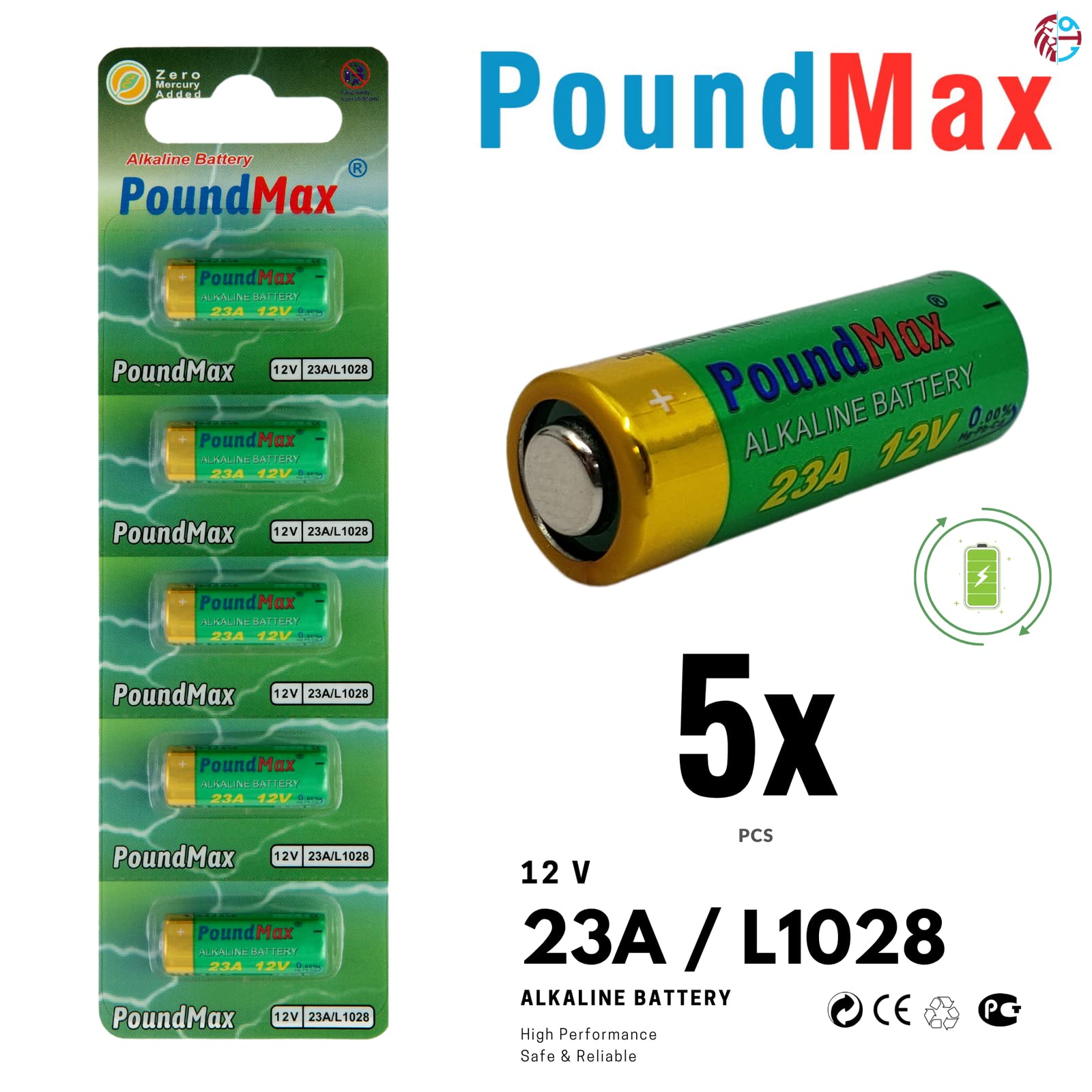 23A / L1028 12V Alkaline Batteries 5-Pack - Long Lasting Power for Smoke Detectors, Calculators & Remote Controls