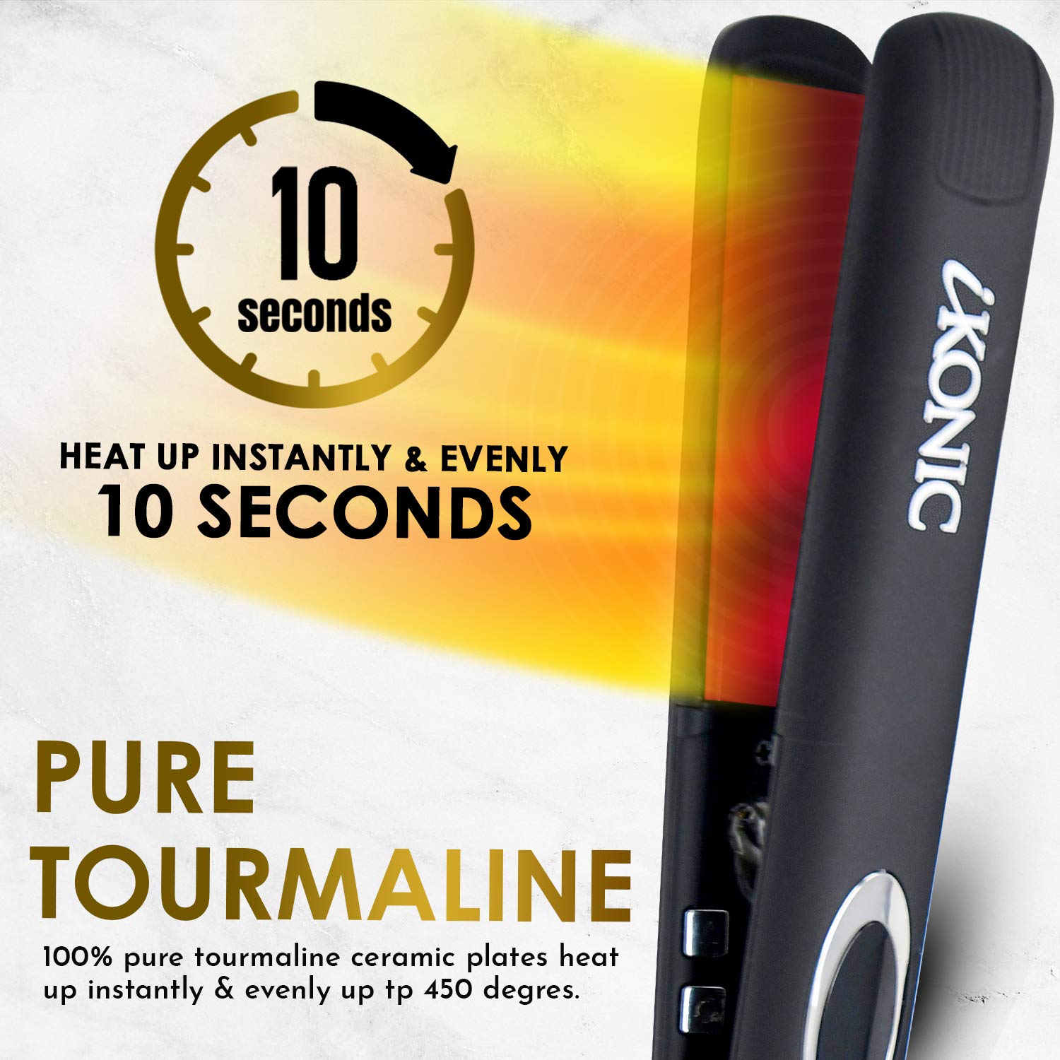 IKONIC 100% Pure Ceramic Hair Straightener & Flat Iron - 1
