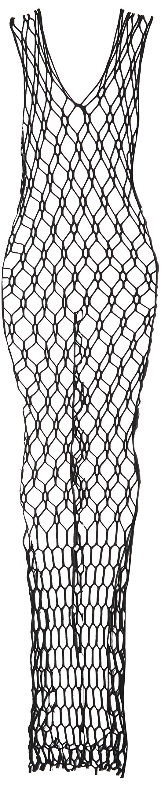 Leg Avenue Women's Sexy Fishnet Maxi Dress - Long Sleeve Gothic Lace Evening Gown for Halloween, Cosplay & Nightclub Parties