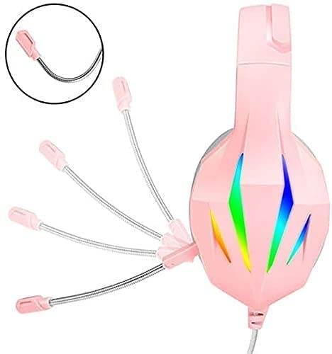 HXLAB Gaming Headset with Stereo Surround Sound, Wired Over-Ear Headphones with Mic, LED Lights & Noise Cancellation - Perfect for PC, PS4, Xbox Gaming & Online Classes