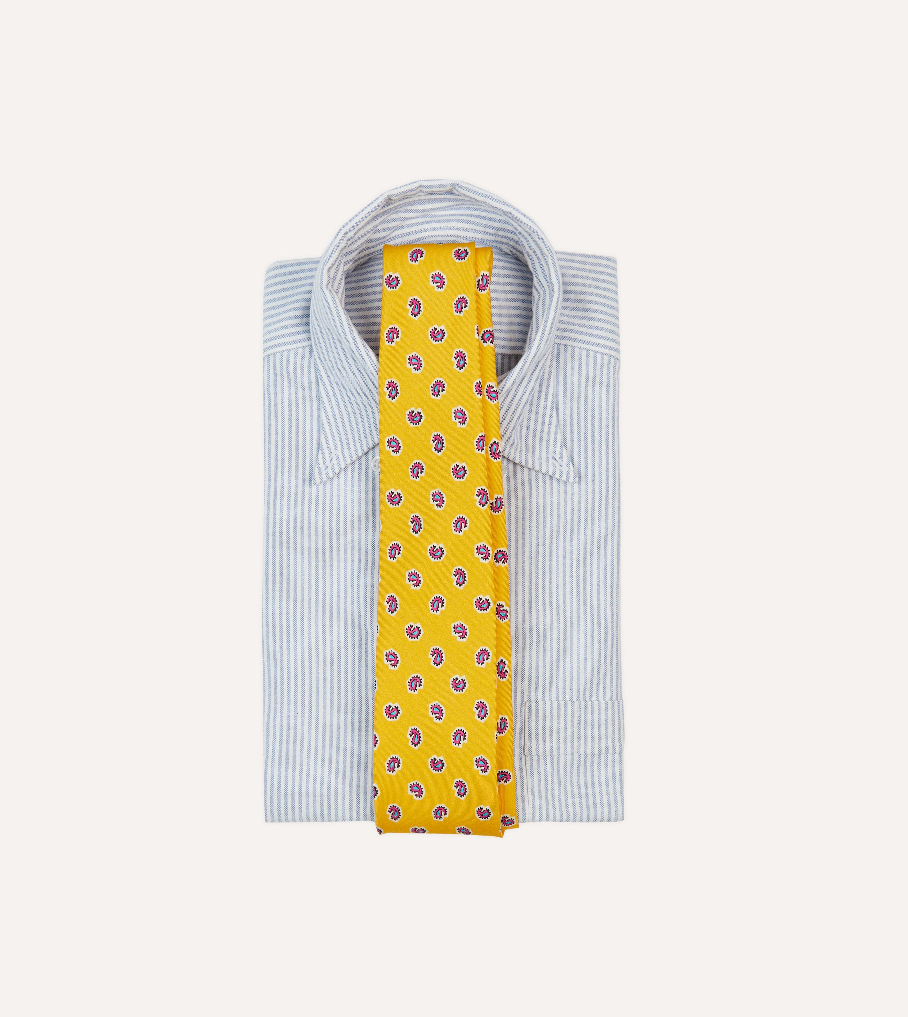 Yellow Mini Paisley Silk Self-Tipped Necktie for Men - Elegant Formal & Business Attire Accessories for Weddings, Office & Special Occasions