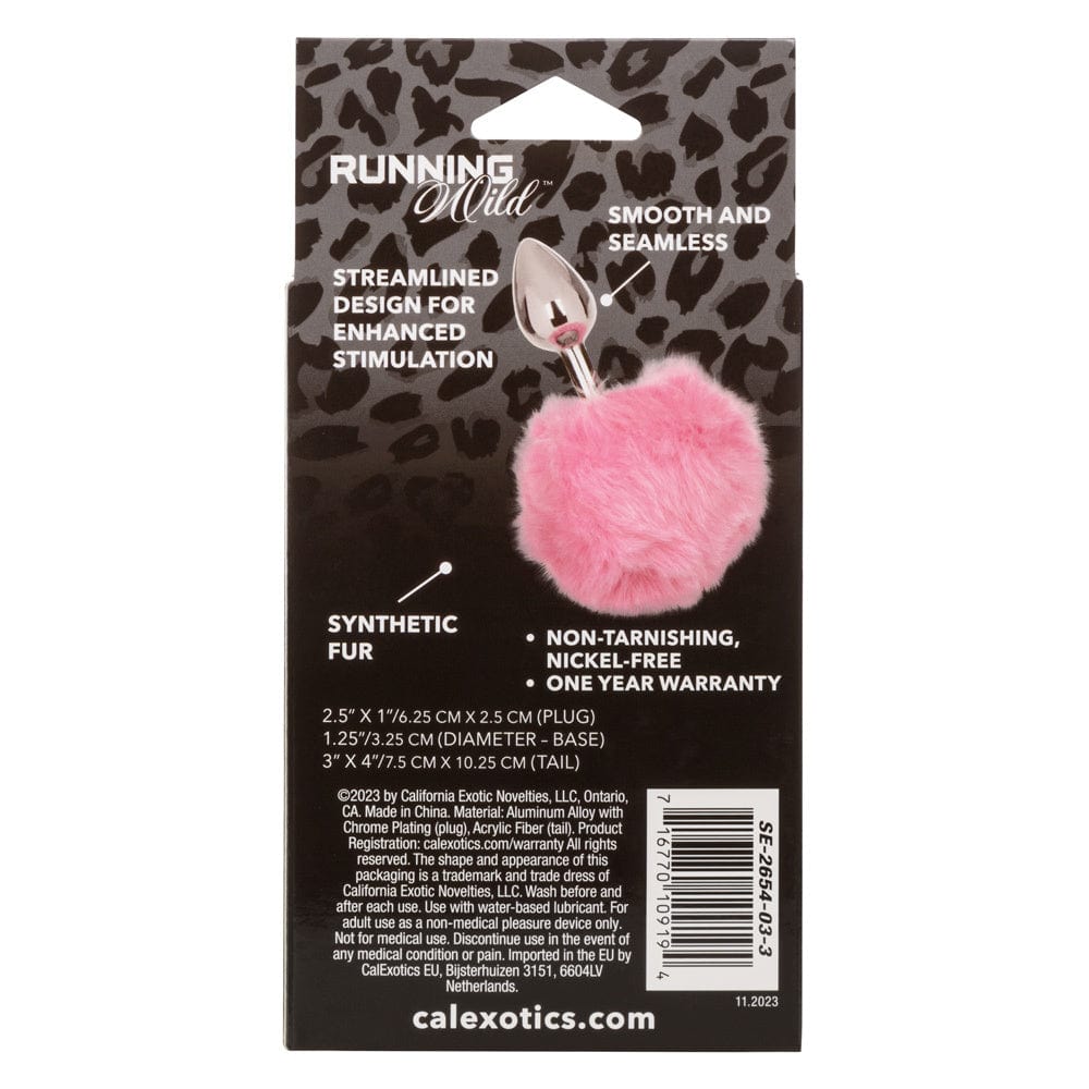 Playful Pink Metallic Bunny Tail Plug - Fluffy Costume Accessory for Cosplay, Halloween, and Role Play Fun