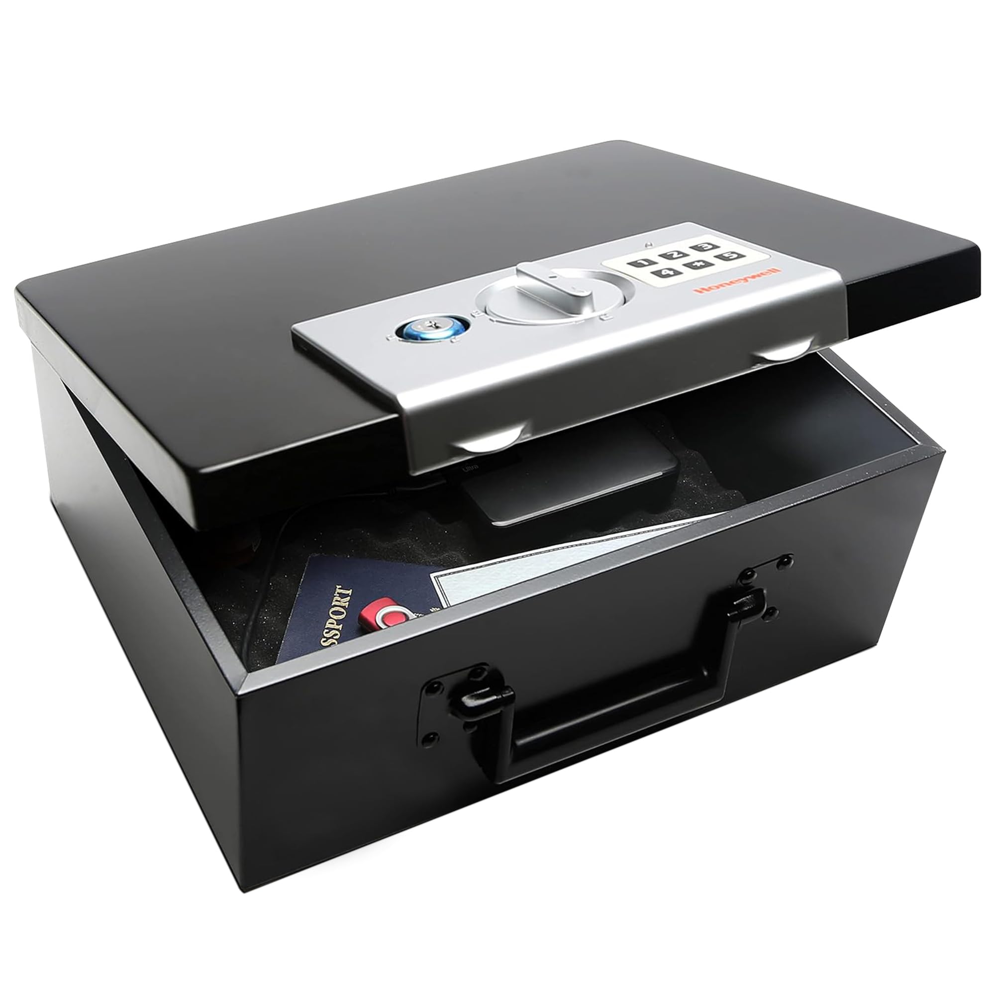 Honeywell Fireproof Digital Safe Box - 0.26 cu ft Steel Security Safe with Electronic Lock for Home, Jewelry, Documents & Cash - Black (Model 6108) | Perfect for Bedroom Closet, Office & Travel Security