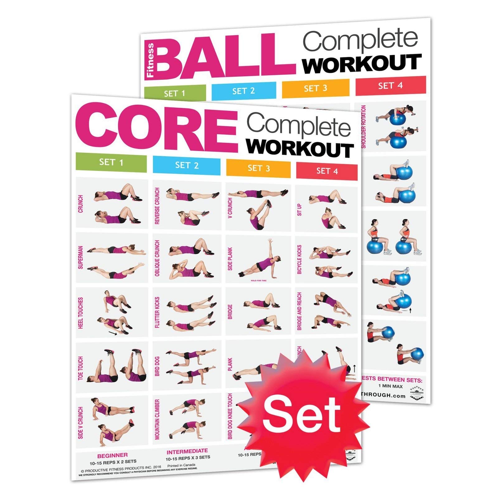 2-Piece Motivational Fitness Workout Poster Set - Laminated Gym Wall Art for Home & Office Decor - Perfect for Workout Motivation & Fitness Inspiration