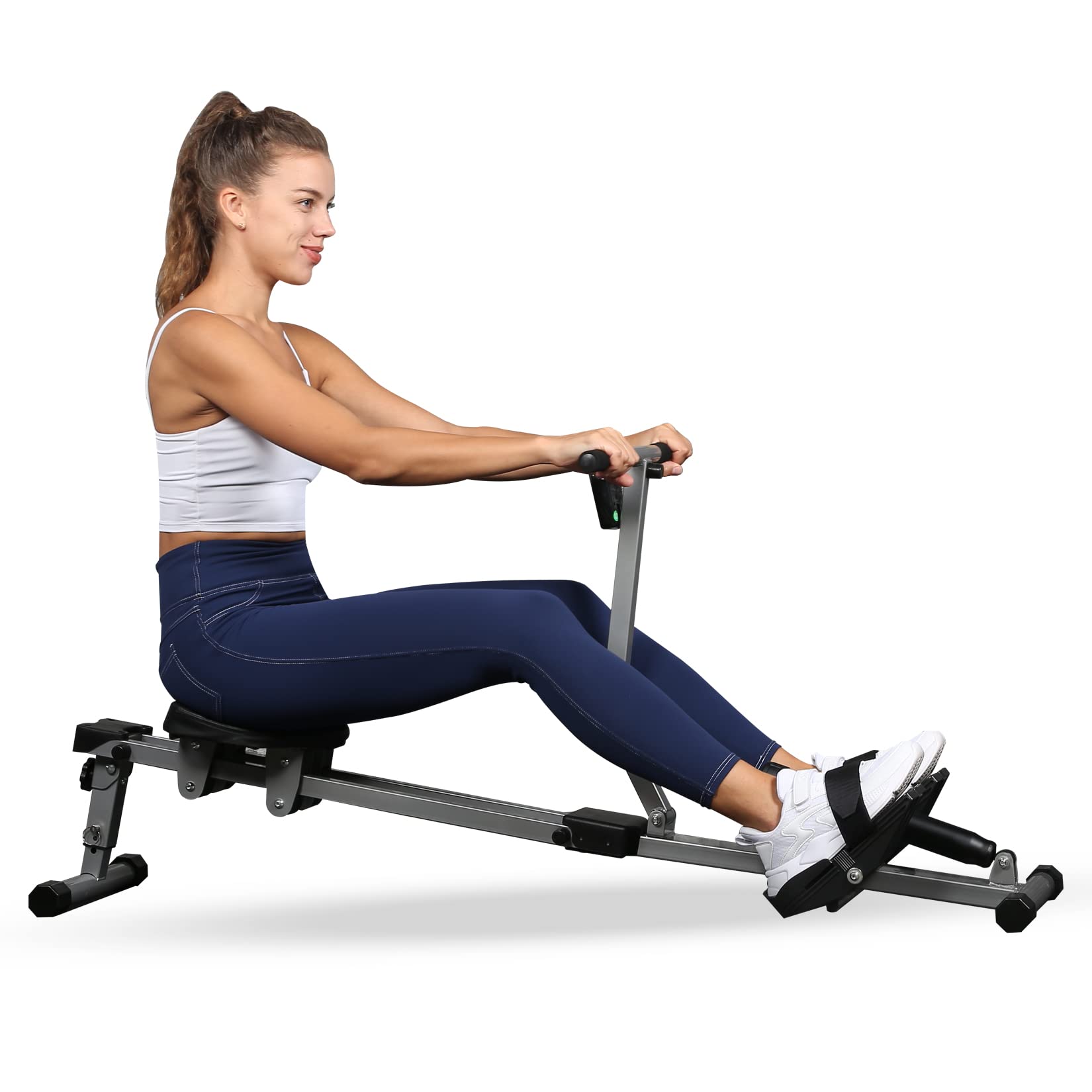 YSSOA Magnetic Rowing Machine for Home Gym - 12-Level Adjustable Resistance Rower Ergometer with Digital Monitor, 260 lbs Weight Capacity (Black) - Perfect for Cardio Workouts, Full-Body Training & Indoor Fitness